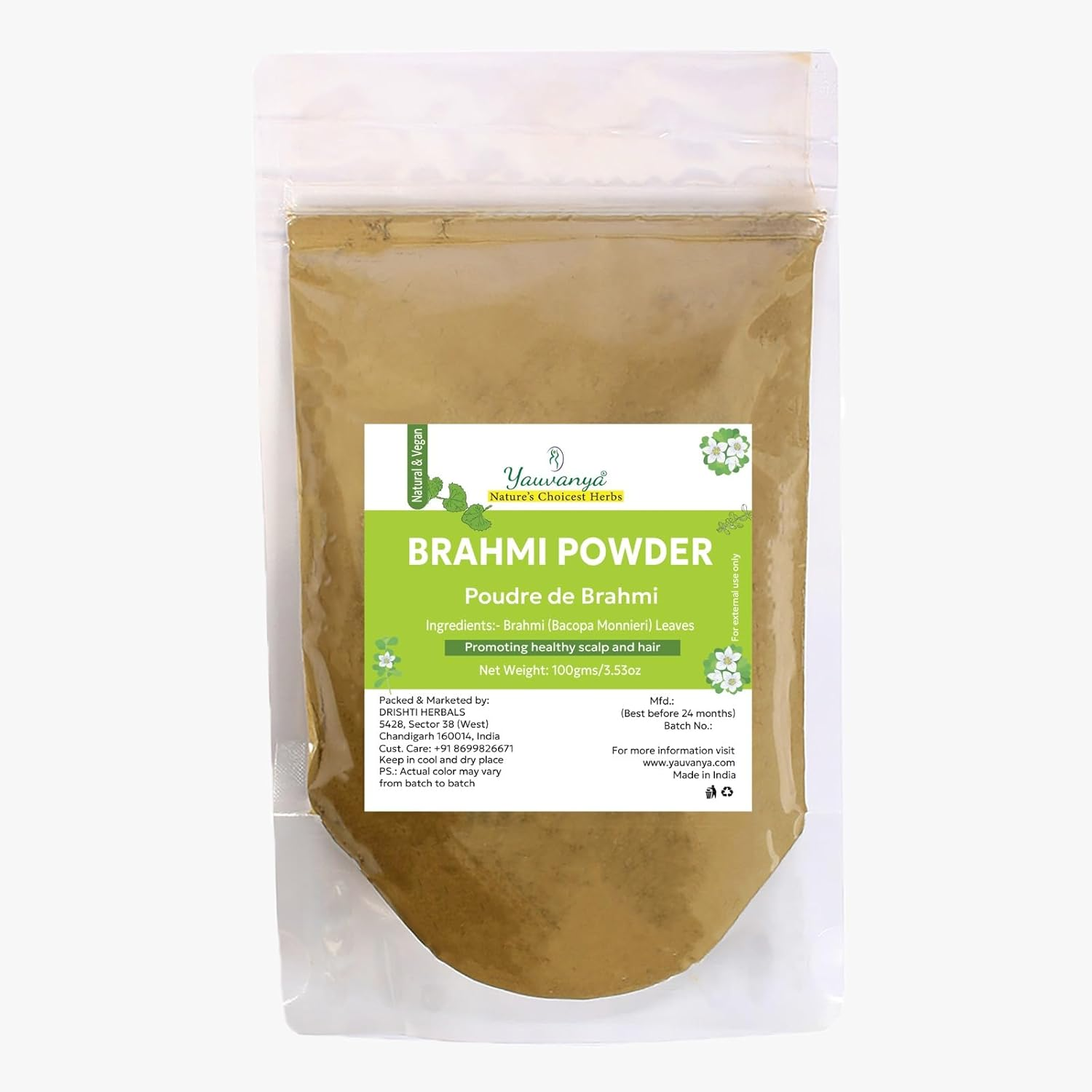 Yauvanya Brahmi Powder for Hair Care - 100Gms image number 1
