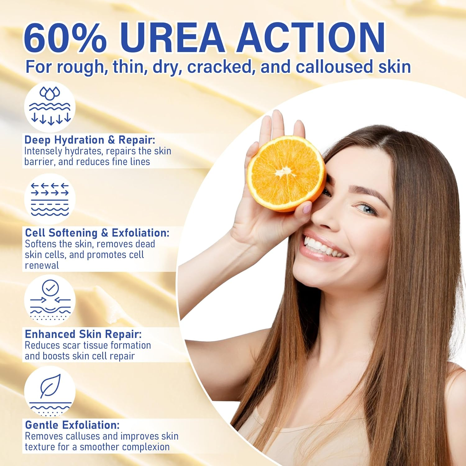 Urea Cream 60 Percent for Feet with 2% Salicylic Acid - Heel Balm,Foot Cream for Dry Cracked Feet,Cracked Heel Repair,Exfoliate Foot Skin,40G,1Pcs image number 3