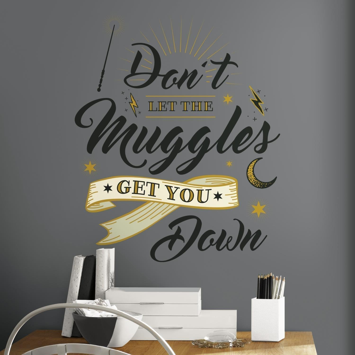 Roommates RMK3608GM Harry Potter Muggles Quote Peel and Stick Giant Wall Decals