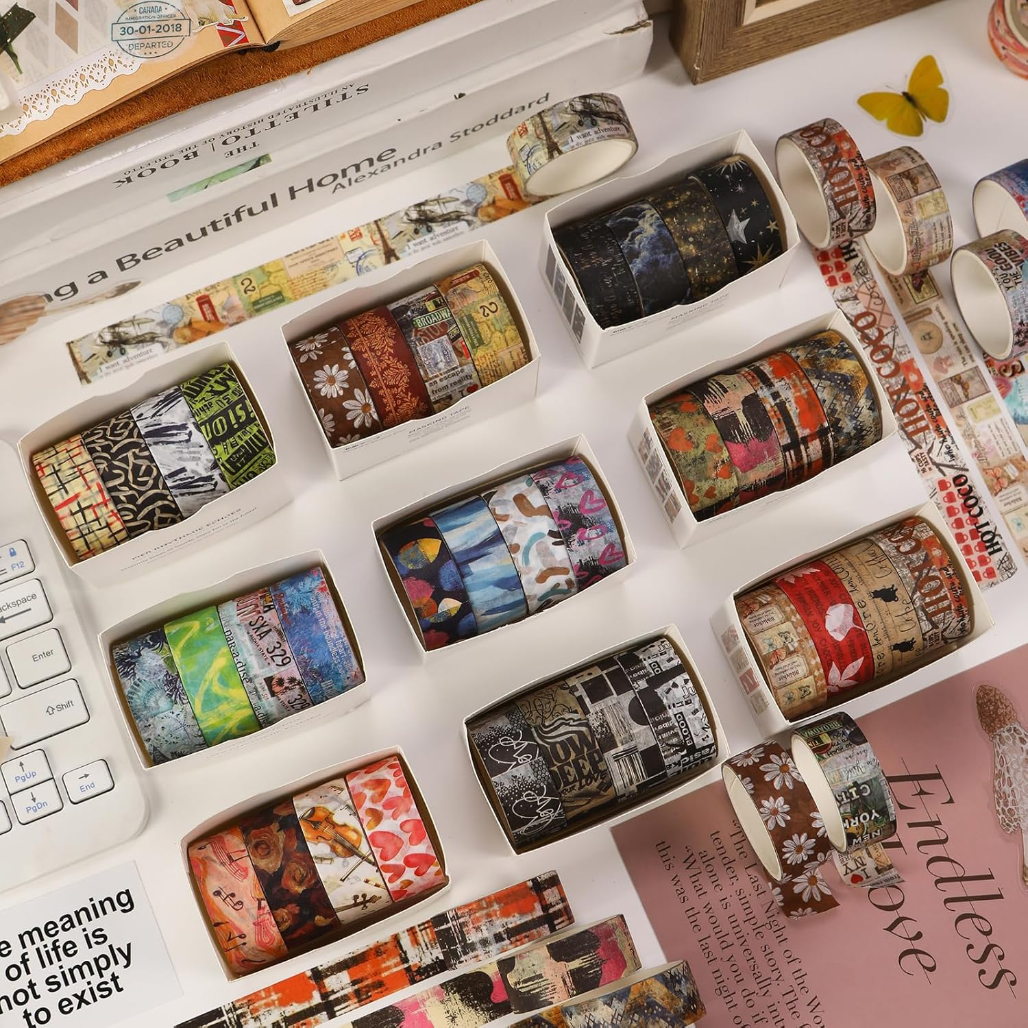 YUBBAEX 12 Rolls Artistic Expression Washi Tape Set Fine Arts Masking Tape Retro Plants Decorative for DIY Crafts, Bullet Journal Supplies, Planners, Scrapbook, Card/Gift Wrapping (2-Ethereal) - 1-Graffiti image number 7