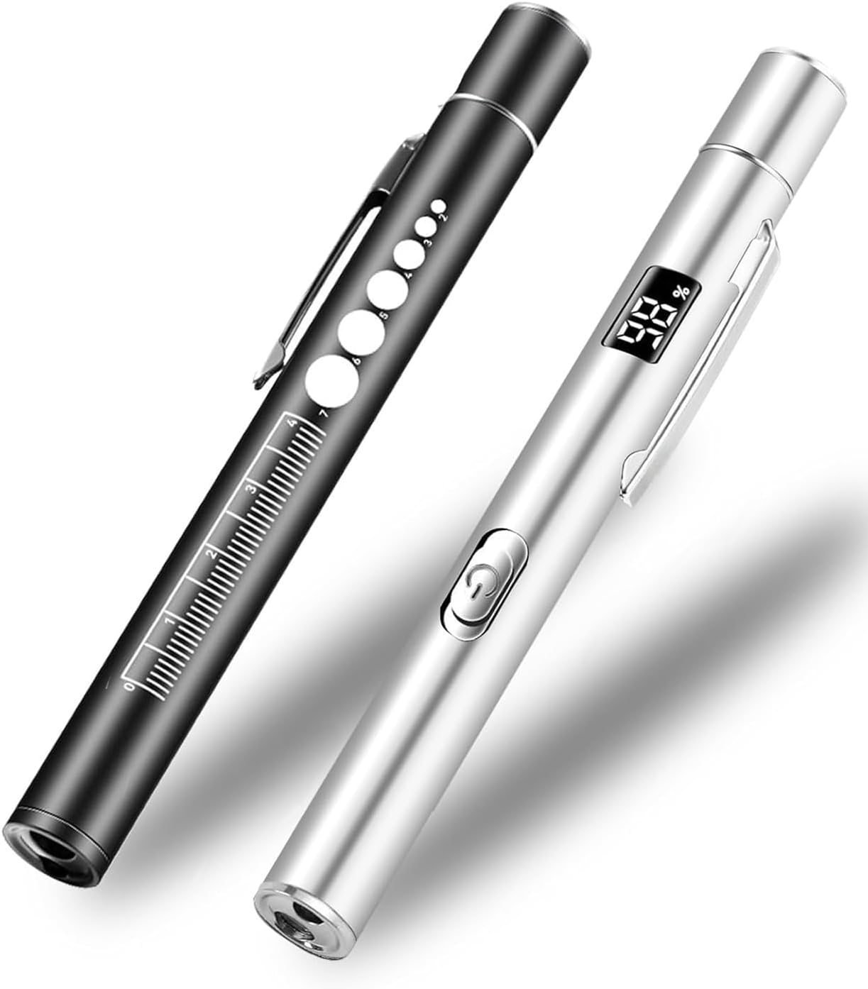 YUENTOEN 2Pcs LED Torch, Pen Light, USB Rechargeable LED Pocket Pen Light Flashlight for Home and Outdoor Activities (Silver+Black) ﻿ image number 5