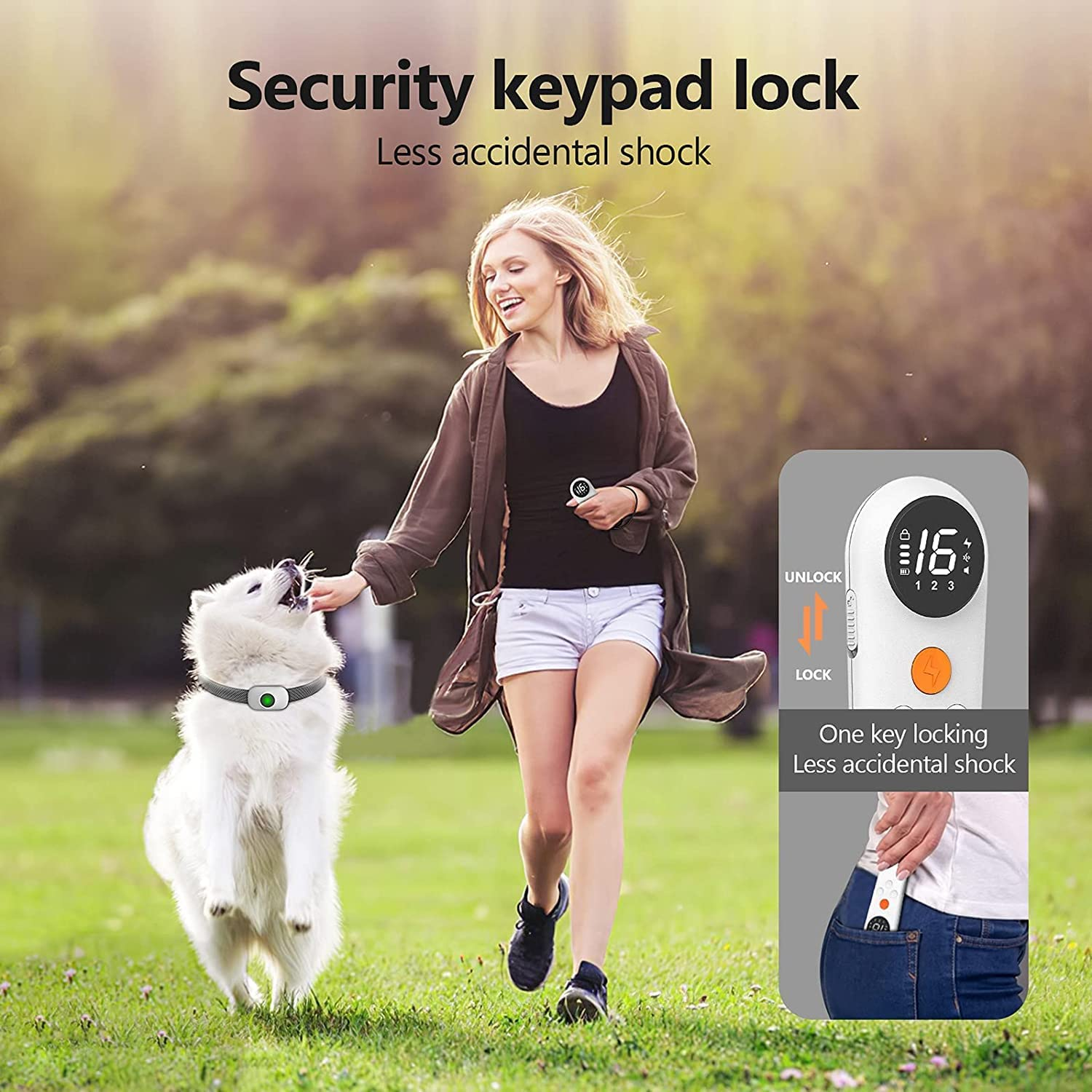 Dog Shock Collar,Ozkey Lightweight Dog Training Collar with Remote,Rechargeable E-Collar Bark Collar with 3Safe Training Modes,Security Lock and 1640Ft Remote for Small Medium Large Dog image number 6