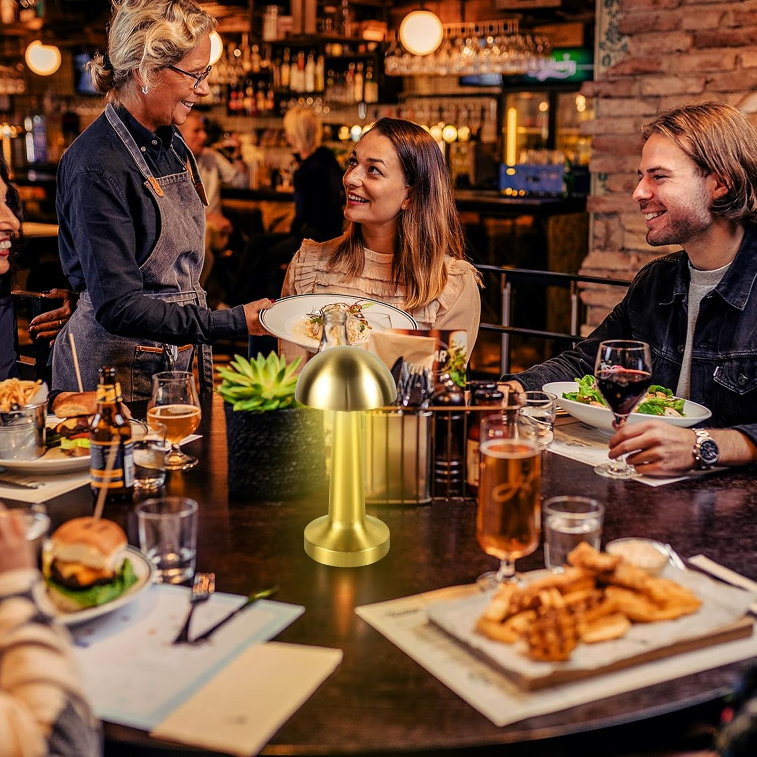 Cordless Table Lamp, Rechargeable Touch Control LED Desk Lamp with 3 Level Warm Brightness Dimming, Metal Eye-Protection Bedside Lamp Reading Light for Bedroom, Restaurant, Indoor Outdoor (Gold A) - Type A Gold image number 2