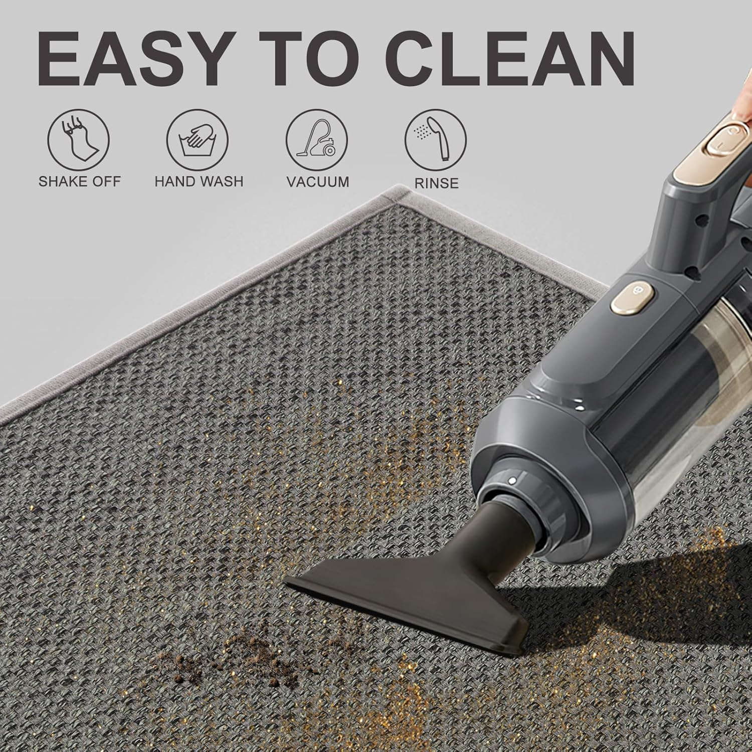 LEKEEPGO Kitchen Mat 17"X29"+17"X59", Absorbent Kitchen Rugs and Mats, Kitchen Mats Non Slip Washable, Kitchen Floor Mat for Laundry, Hallway, Office, Grey image number 3