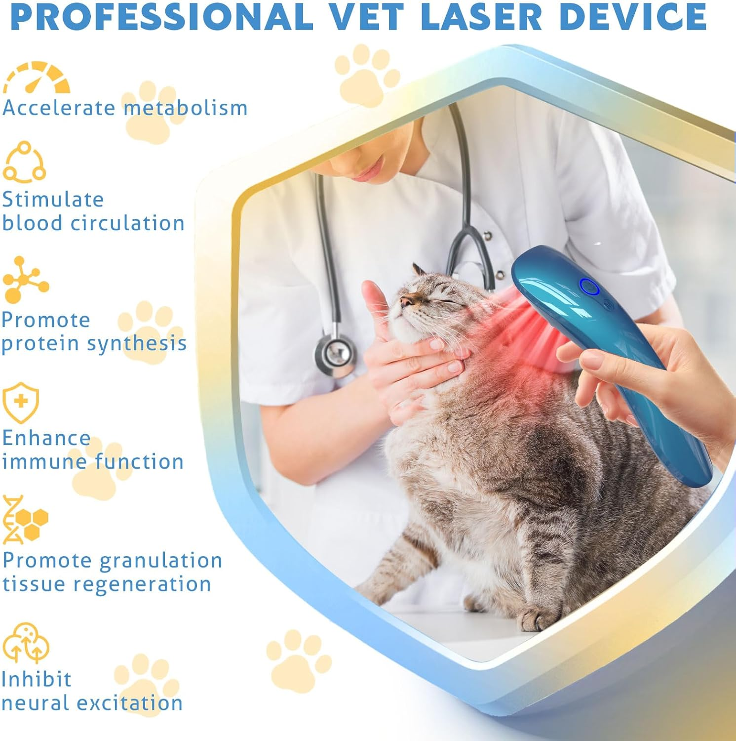 Portable Infrared ed  Ight Device for Dogs, 18 * 620Nm Cold  Aser  Herapy Device for Pets Dogs and Cats, for Injury and Pain elief image number 2
