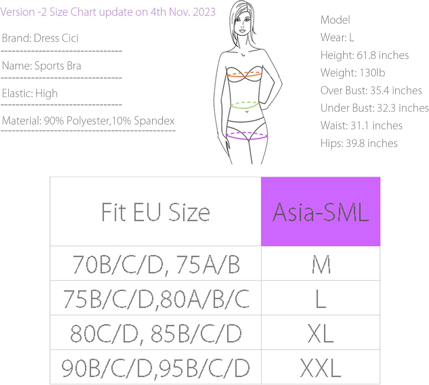 Dress Cici Hands Free Breastfeeding Nursing Bra for Large Breast, Front Clip Maternity Pregnancy Bras, 2 PCS image number 2