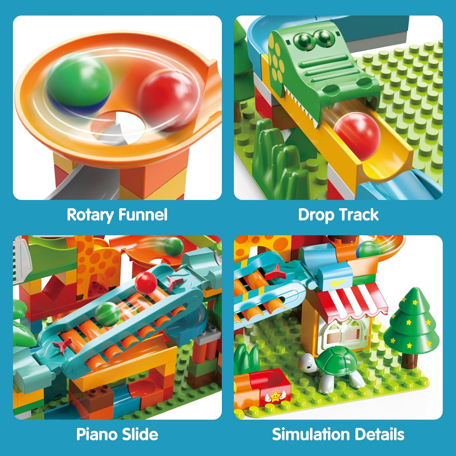 REMOKING Large Marble Run Building Blocks,109Pcs Puzzle Race Track Compatible with All Major Brands,Construction Building Big Blocks Toys,Stem Learning Toy,Gift for Kids Boys Girls Age 3 4 5 6 7+ image number 4