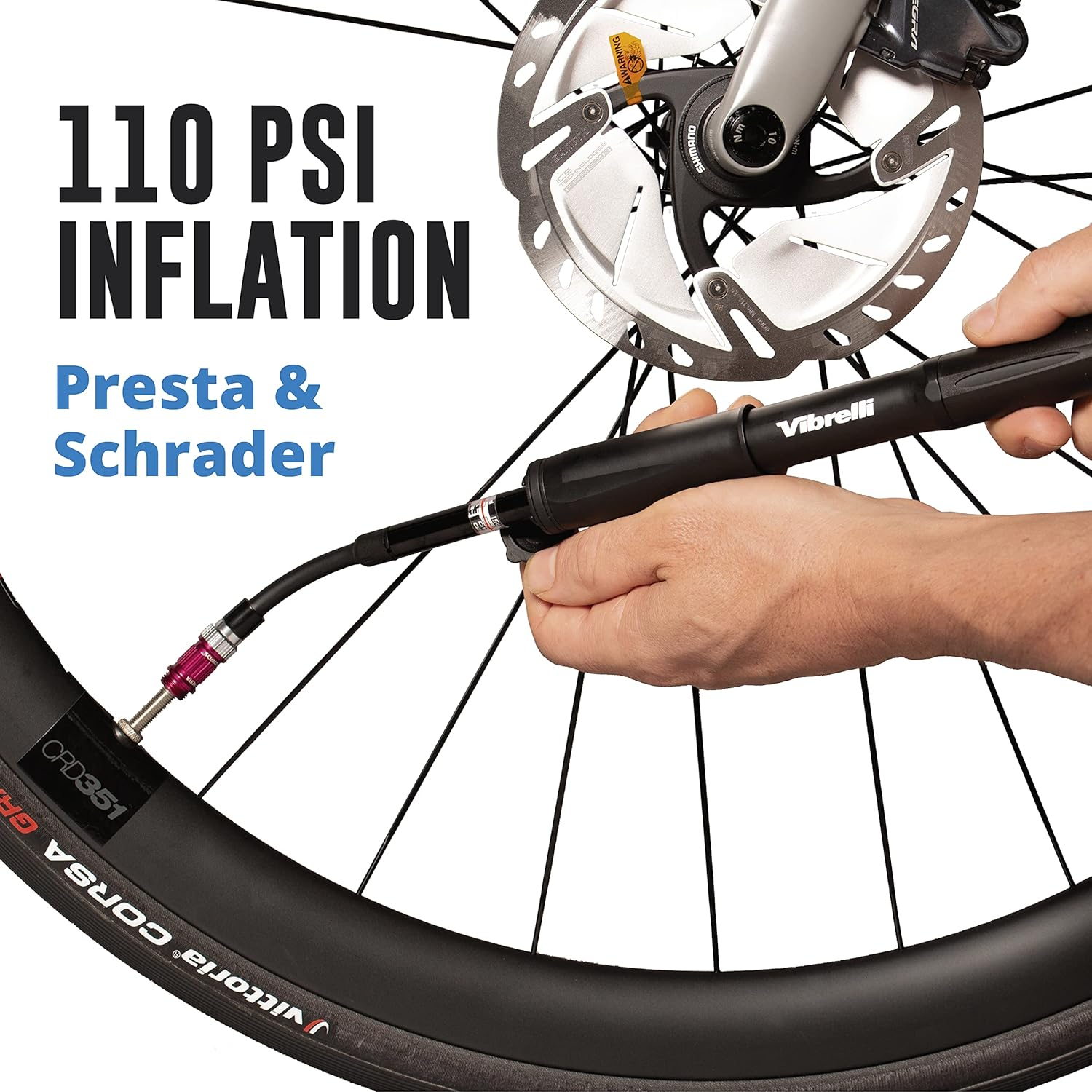 Mini Bike Pump - Presta & Schrader Bicycle Pump - 120 PSI Tire Pump for Road & MTB - No Valve Changing Needed image number 6