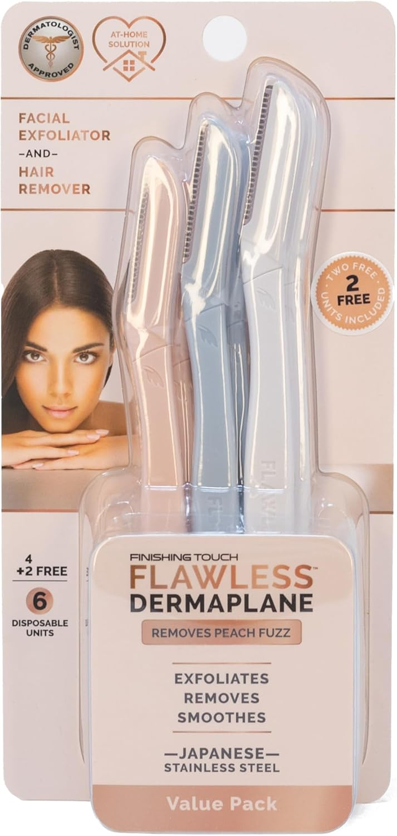 Finishing Touch Flawless Dermaplane Facial Exfoliator and Hair Remover, 4 Count image number 2