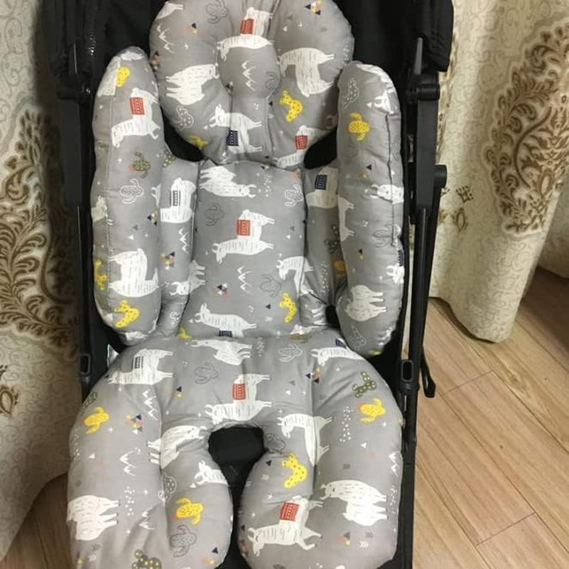 Baby Pushchair Seat Liners Baby Stroller Cushion Pram Liner Universal Stroller Cushion Seat Pad Soft Thicken Stroller Soft Cotton Insert with Mattress Stroller Seat Liner with Head and Body Support image number 4