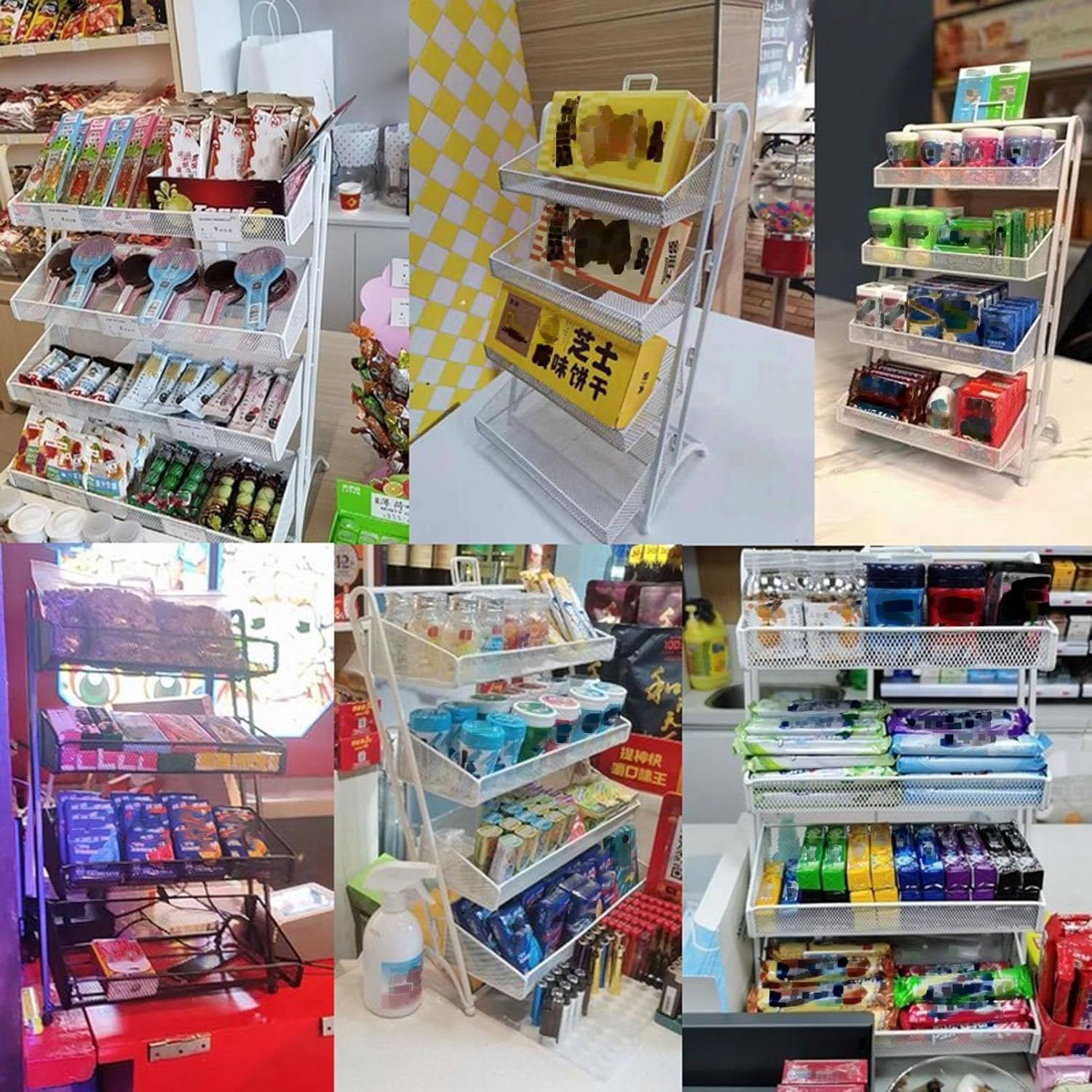 Snack Storage Rack Storage Baskets， Countertop Snack Stand Retail Store Display Rack(Black,41X26.5X50Cm) image number 2