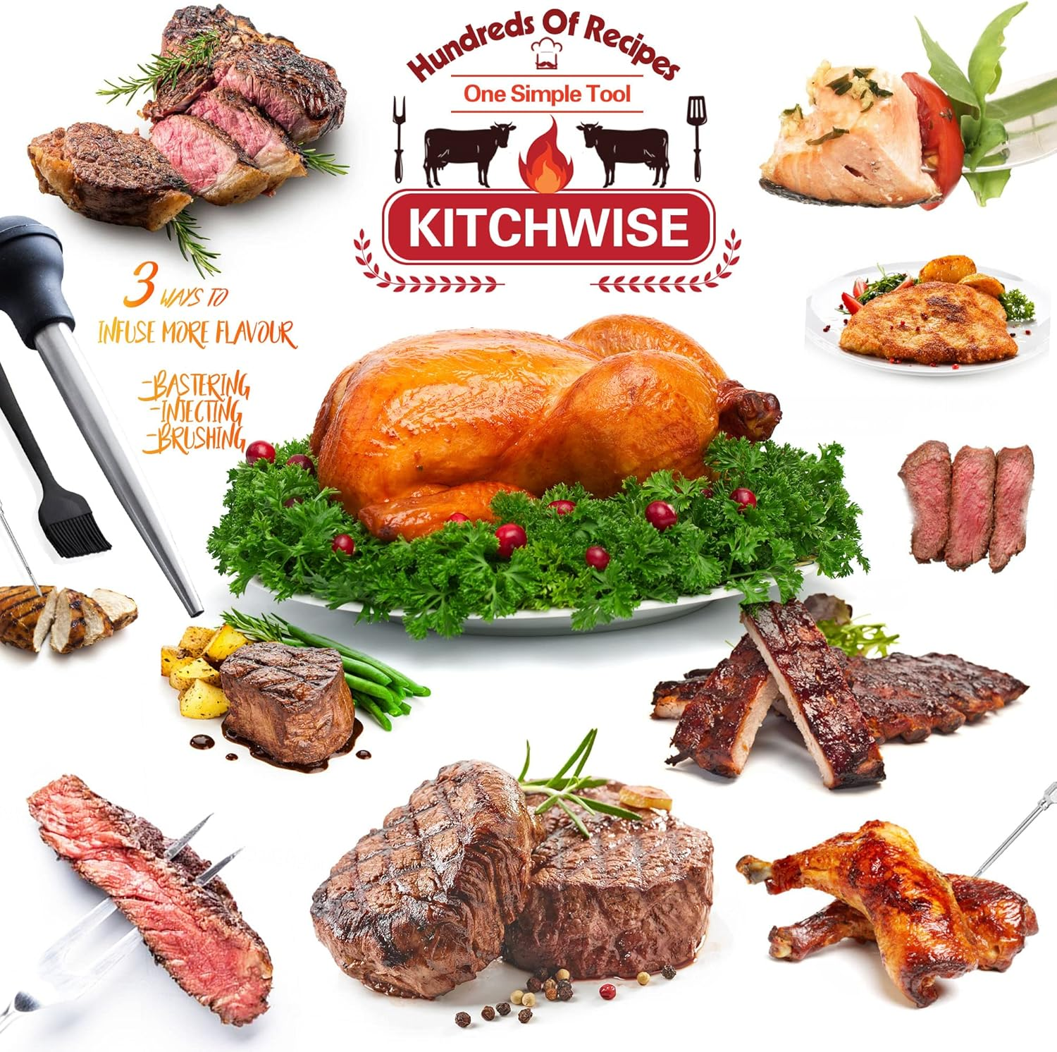 Deluxe Stainless Steel Baster with Injector and Cleaning Brush image number 3