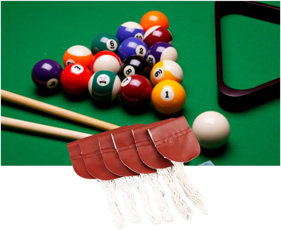 Pool Table Pocket, 6 Pcs PU Pool Table Pockets, Billiard Pockets Replacement, Professional Net Drop Holders, Brush Bag Nets Entertainment Venues Accessory, Billiards Mesh Bag