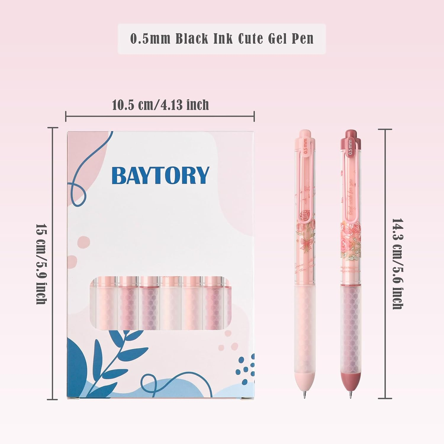 BAYTORY 8Pcs Retractable Gel Pens, Scented Ink Pens, Smooth Writing Black Ink Pen with Aesthetic Pen Barrel for Journaling Note Taking Sketching (Pink) image number 3