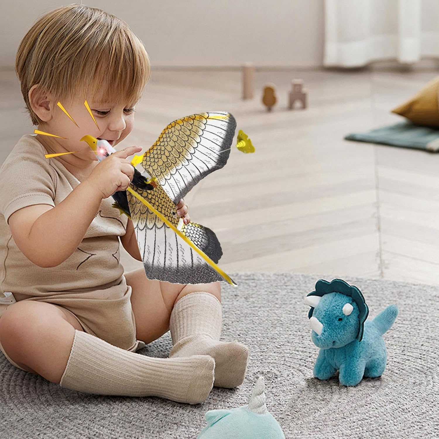 Flying Bird Cat Toy | Flying Interactive Bird Cat Toy with Light Sound,Electronic Pet Supplies Simulation for Indoor Exercise Stimulating Hunting Play Ceiling Jumping - Flying Eagle Model image number 6