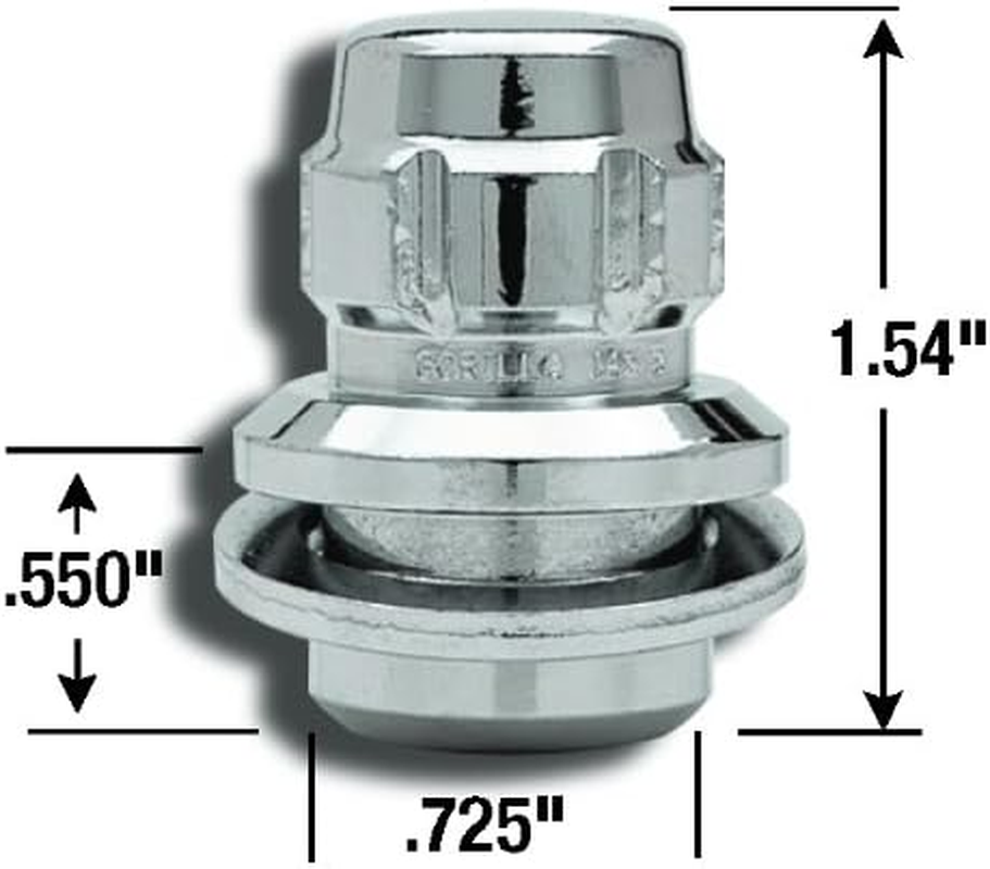 Gorilla Automotive Toyota O.E. Wheel Locks with Washer 4-Pack 12 Millimeter X 1.50 Chrome image number 3