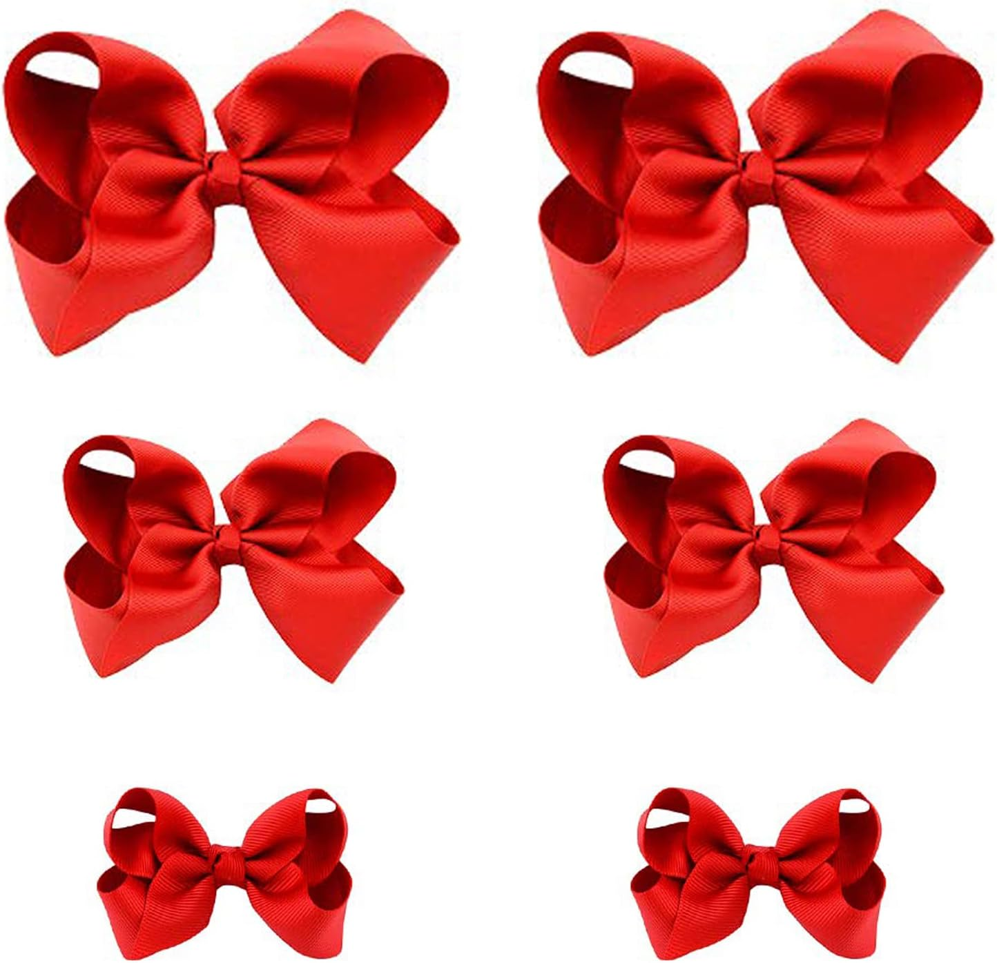 Red Bows for Girls,6Pcs Hand-Made Grosgrain Ribbon Hair Bows Alligator Clips Hair Accessories for Little Teen Toddler Girls Kids (Red) image number 5