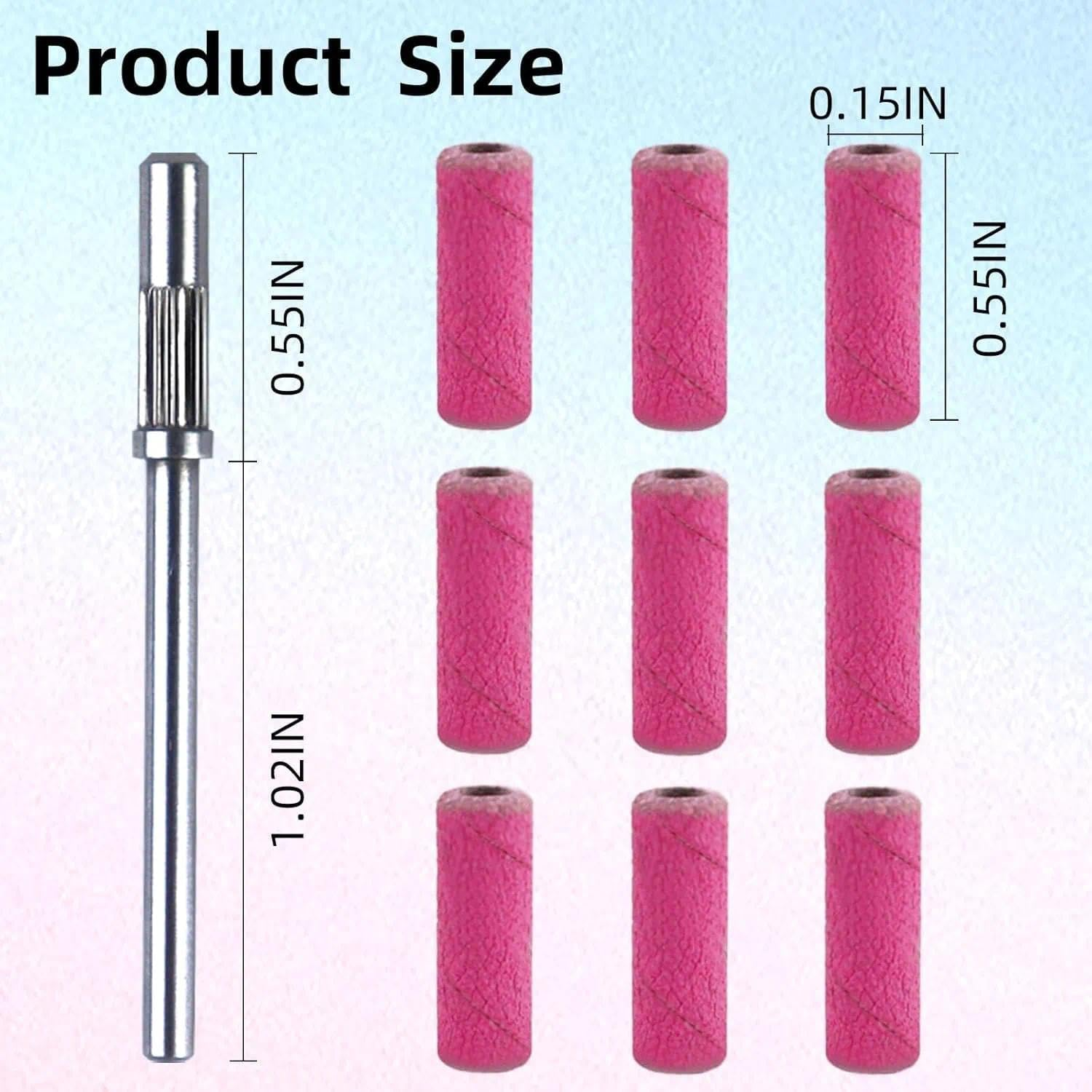 Mini Sanding Bands 240 Grit Extremely Fine, 100 Pcs Nail Drill Bits Sanding Bands with Mandrel, Small Sanding Bands for Nail Drill Manicure Pedicure Tools, Geiwogwc image number 5