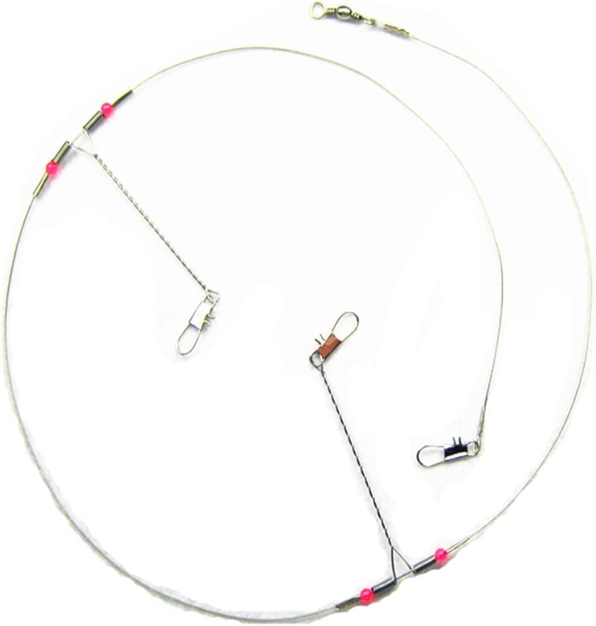 CJESLNA 10 Pcs Fishing Wire Leader Trace with Snap & Beads & 2 Arms