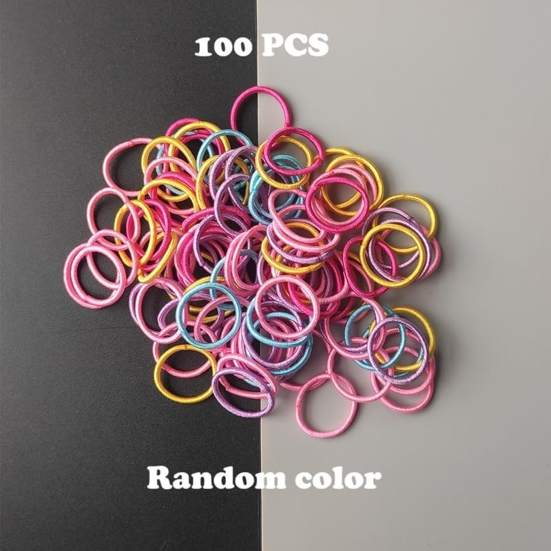 124-Piece Kids Hair Accessories Set, 14 Pcs Decorative Hair Clips with Hearts Stars Flowers Bows, 100 Hair Ties, 10 Bobby Pins (Pink) - Purple image number 2