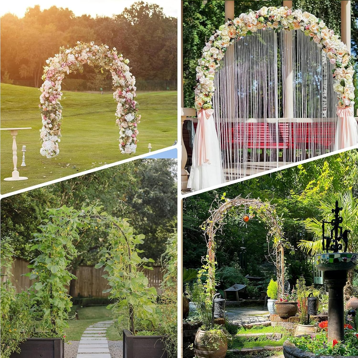 CHONYI Metal Garden Arch,4.6X 7.9 FT High Wedding Party Arch Garden Arbor Flower Arbour for Climbing Plant Outdoor Indoor image number 2