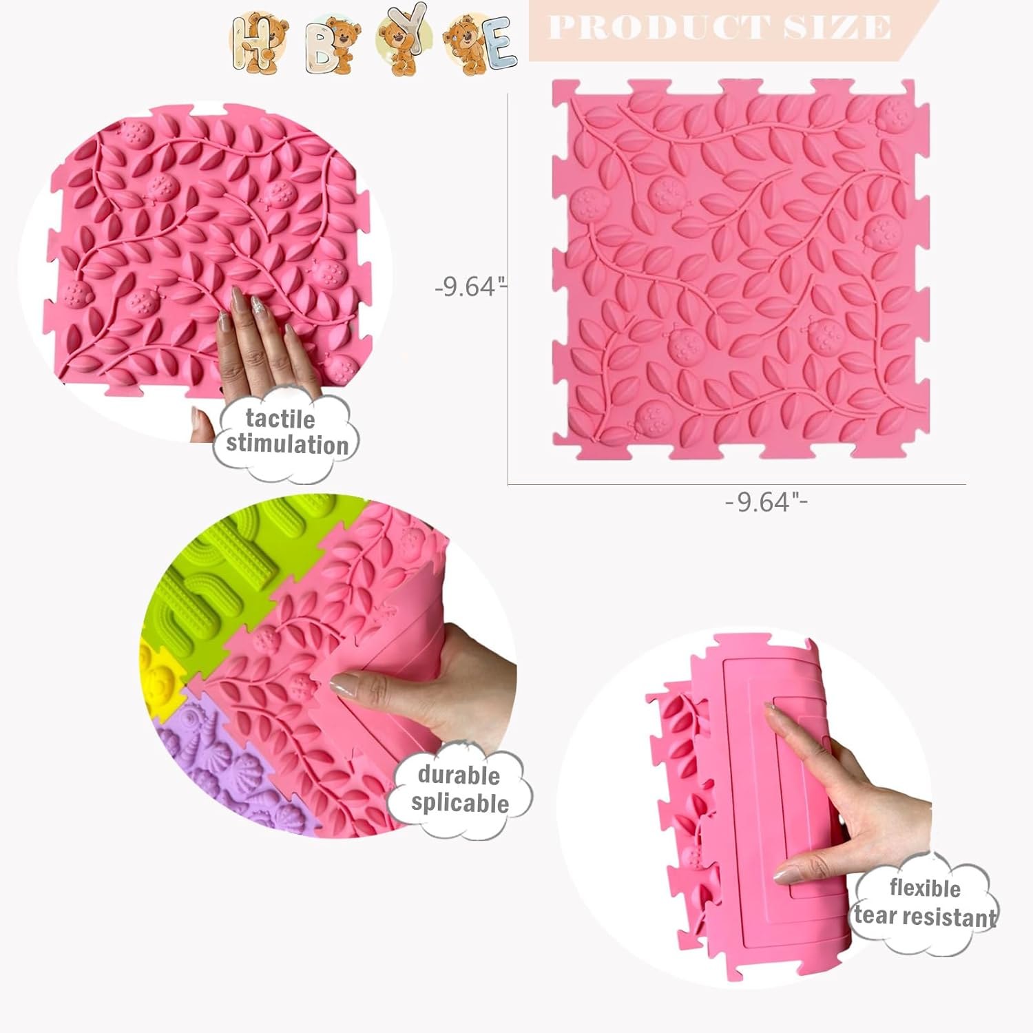 Massage Puzzle Floor Mats Orthopedic Game Mat Multicolor Silicone Training Mat Textured Sensory Play Mat Tiles for Kids and Adult,Autistic Children image number 3