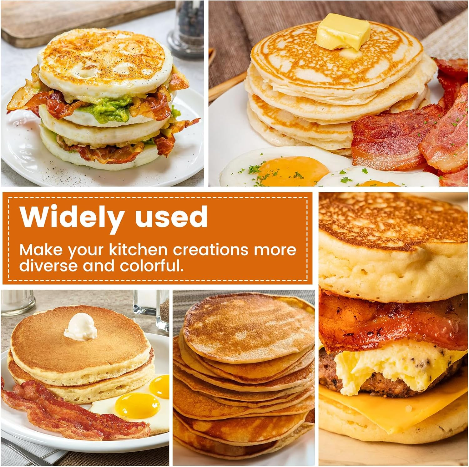 3 Pcs Silicone Muffin Top Pans/Egg Molds for Baking Non-Stick 4" Jumbo round Silicone Mold for Hamburger Bun, Muffin Top, Eggs, 6 Cavities Whoopie Pie Pan for Breakfast Egg Sandwich Pie Shortbread image number 4