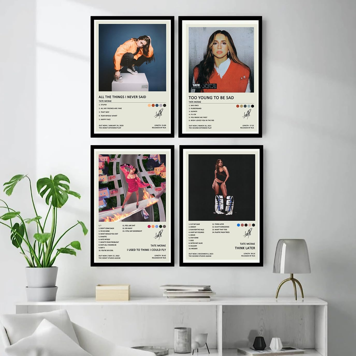 BBDVKQ Tate Mcrae Poster Album Cover Limited Edition Posters (Set of 4) Unframed 8In X 12In(20X30Cm) Canvas Poster Wall Art Decor Print Picture Paintings for Living Room Bedroom Decoration