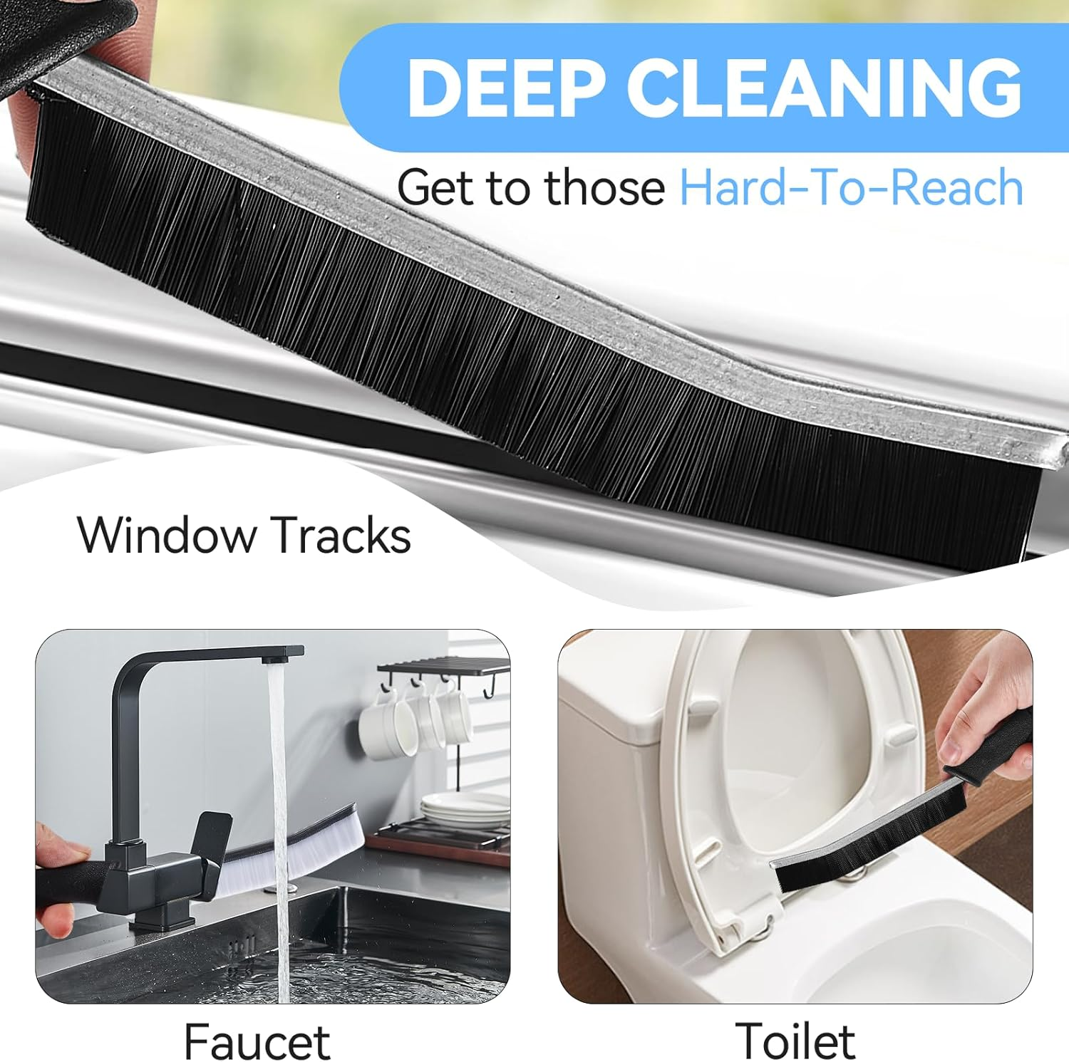 6Pcs Crevice Cleaning Brush Multi Purpose Hard Bristle Gap Cleaning Brushes Tool for Narrow Tight Spaces,Cleaning Supplies Deep Cleaning for Toilet, Faucets,Kitchen,Grout, Gap, Kitchen, Bathroom image number 1