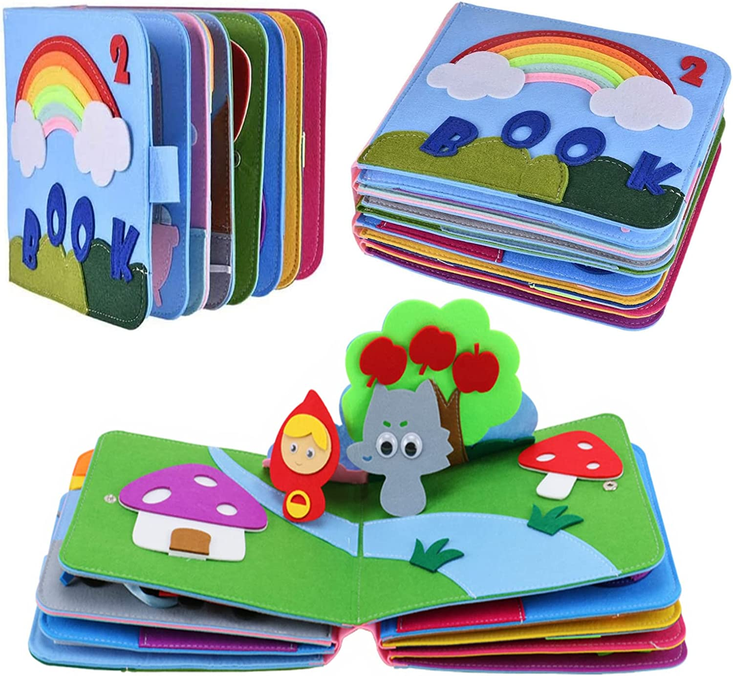 Quiet Book for Kids-3D Busy Book Felt Board for Toddlers 16 Themes Preschool Daily Life Storytelling Early Learning Interactive Play Kit Learning Sensory Story Book Life Skill Education&Identify image number 4