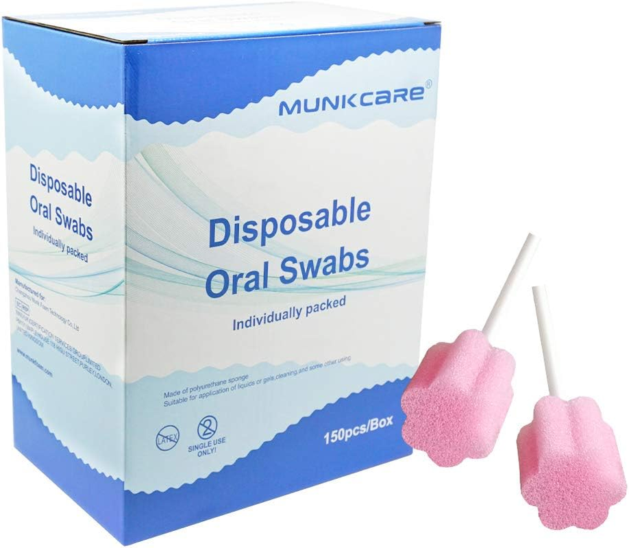 Disposable Oral Swabsticks Mouth Cleaning Sponge Swab, Blue Coarse Sponge Plum Blossom Shaped, 150 Counts