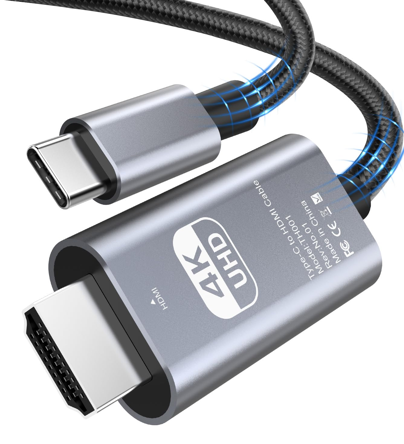 AHGEIIY 4K@60Hz USB C to HDMI Cable 2M, Type C to HDMI Adapter Nylon Braided Thunderbolt 4/3 to HDMI, HDMI to USB C for Iphone 16 Pro Max Plus, Macbook Pro Air Ipad, Pro XPS, Galaxy S25 Steam Deck image number 6