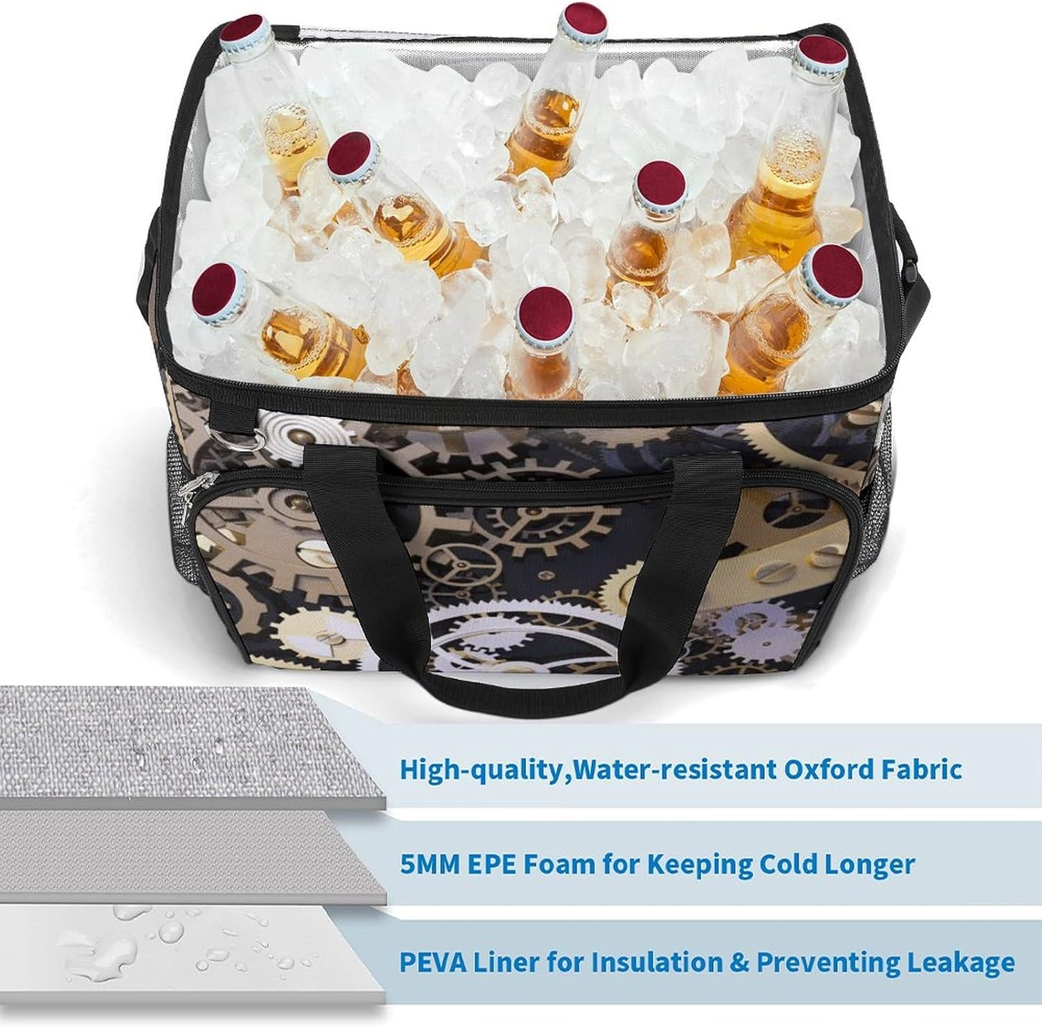 Tote Bags, Steampunk Mechanical Gears Printed Tote Bags,Durable Tote Bags,Zipper Tote Bags,Camping Tote Bags image number 2