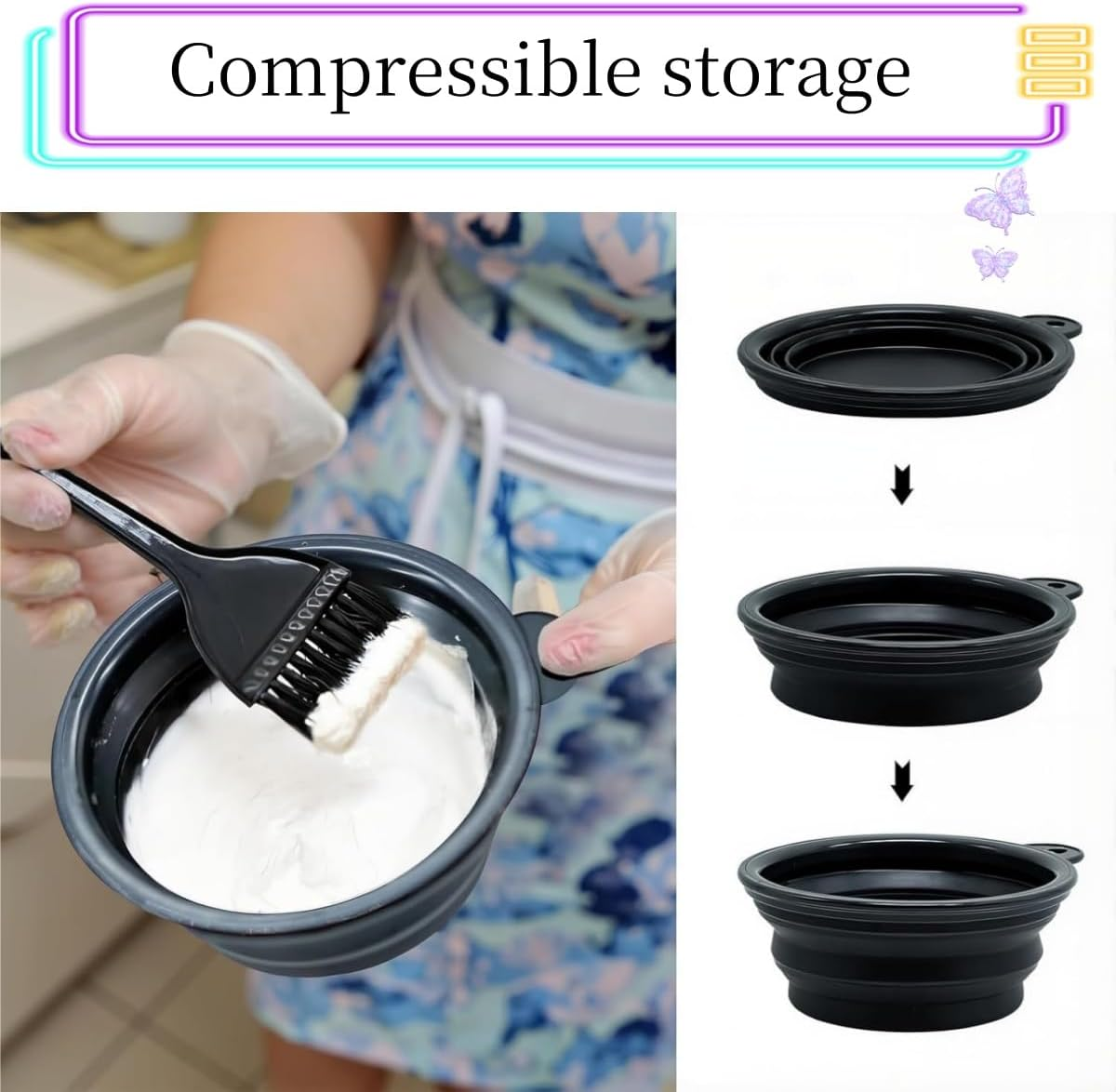 Set 7 Hair Dye Brush Kit,Professional Salon Hair Coloring Dying Set with Dye Brush,Diy Salon Bleaching Tools,Hair Dye Brush, Color Bowl, Clips, Earmuffs image number 2