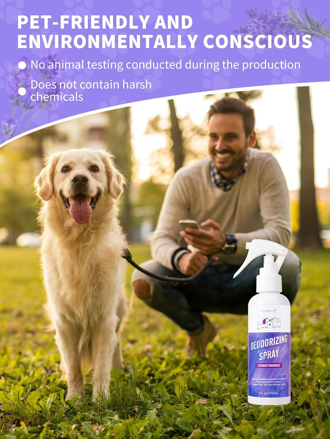 Pet Deodorizing Spray with Lavender Fragrance, 150Ml, for Litter Boxes, Pet Cages, and Pet Areas image number 1