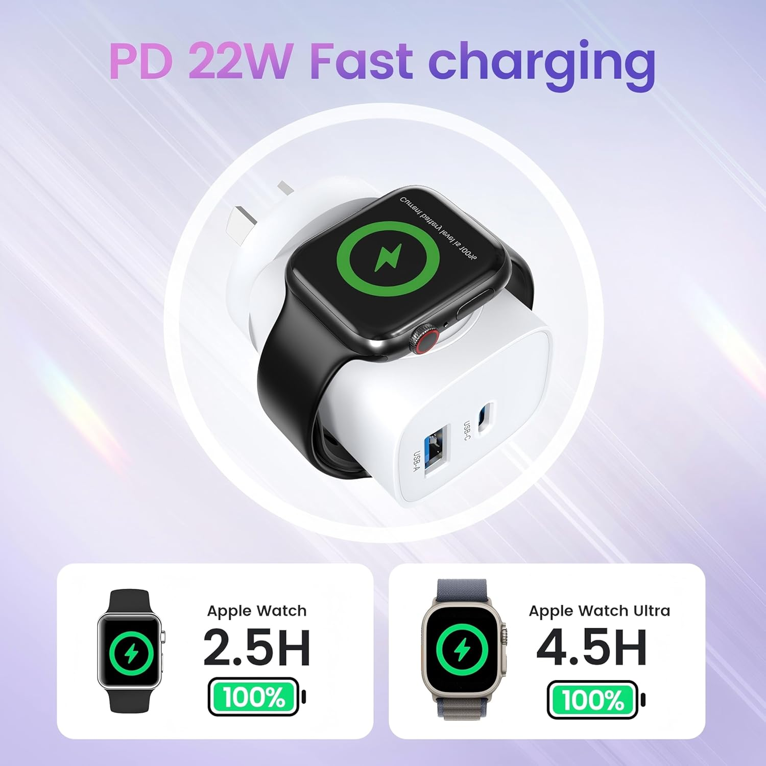 TOPADRE for Apple Watch Charger with 20W USB C Charger, 3 in 1 PD Fast Charging Wall Iphone Charger for Iwatch Charger Ultra/10/9/8/7/6/Se, Iphone 16/15/15/14 Pro Max, Ipad Pro/Air, White