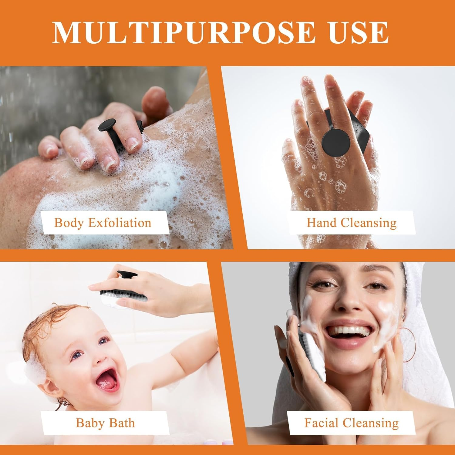 Men'S Face Scrubber - Silicone Facial Cleansing Brush, Gentle Exfoliator Pad & Soft-Touch Massager - Removes Dead & Dry Skin - Long Lasting Bathroom & Shower Accessories - Charcoal image number 3