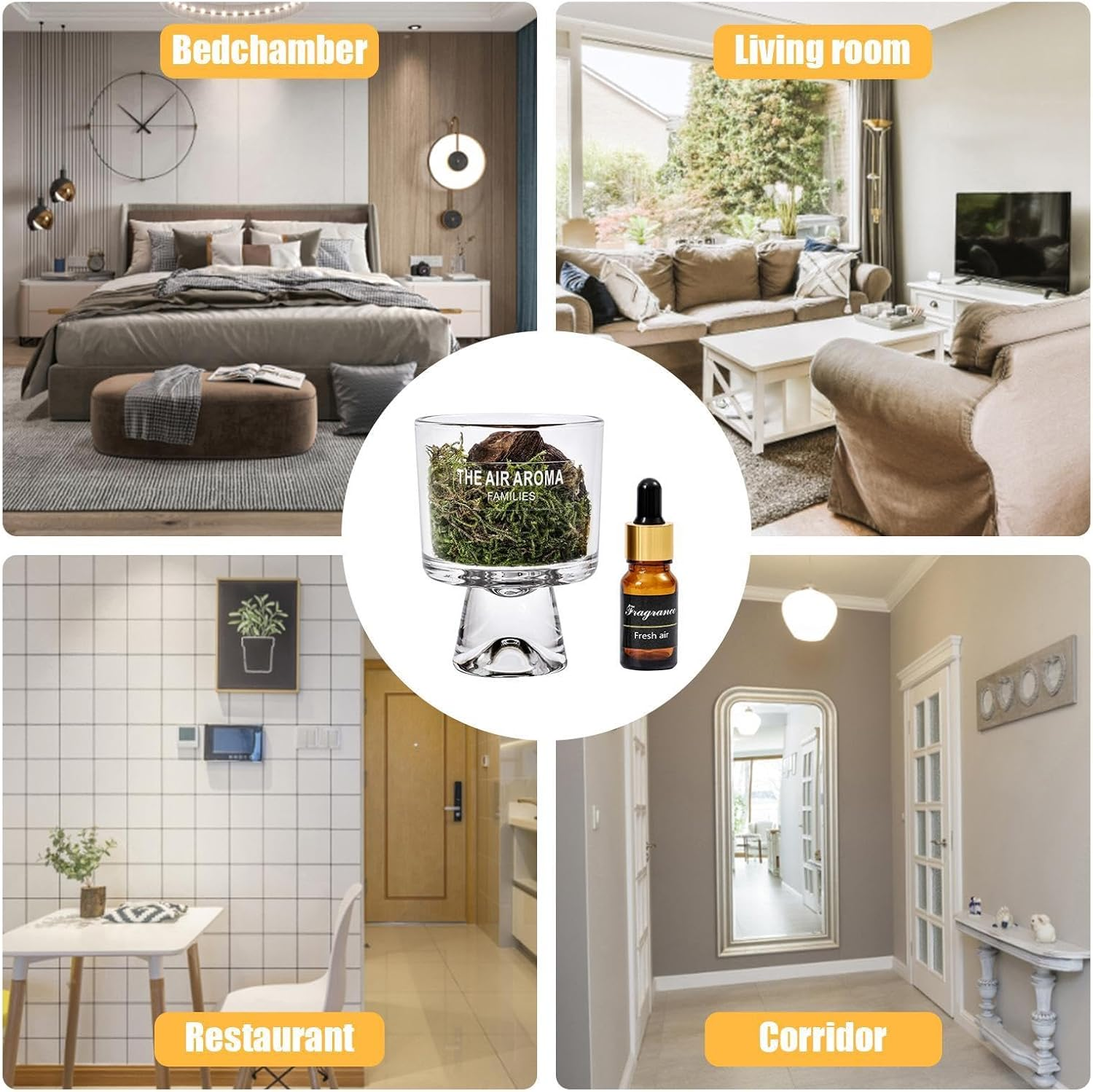 Plant Diffuser | Pine Moss Passive Diffuser Oil Set,Home Fragrance Diffuser, Long-Lasting Decorative Oil Diffuser for Decorating at Home, Workplace or Car image number 4