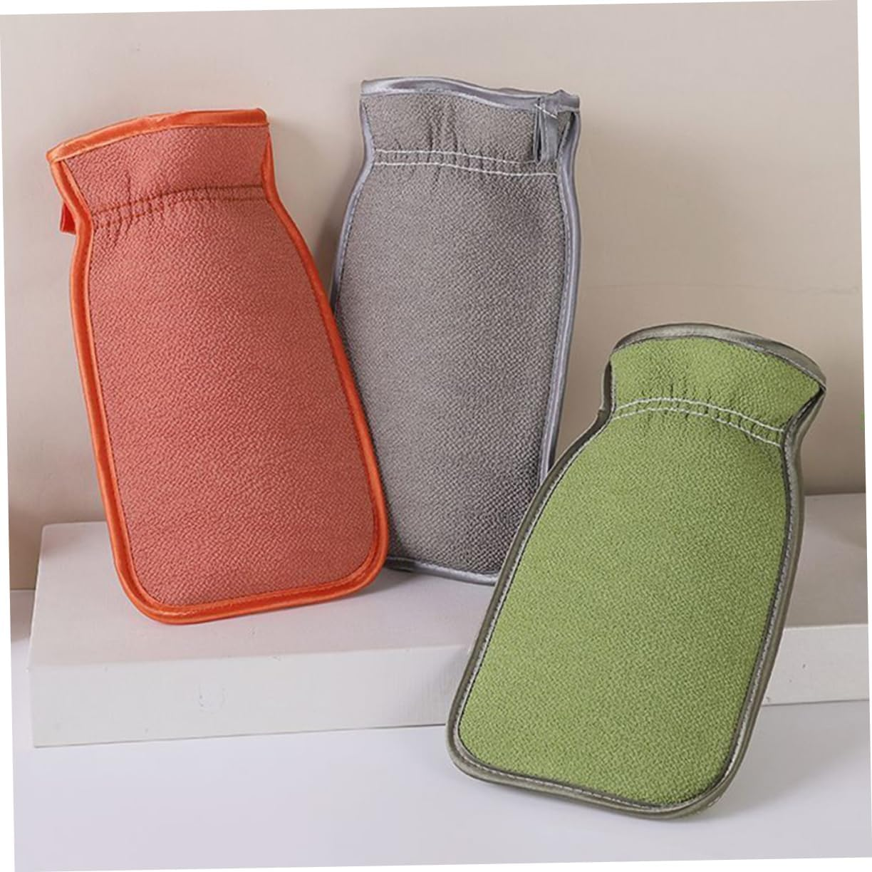SHERCHPRY 3Pcs Thickened Scrub Sponge Gloves Double-Sided Exfoliating Bath Gloves for Deep Cleansing Body Exfoliator Mitts image number 4