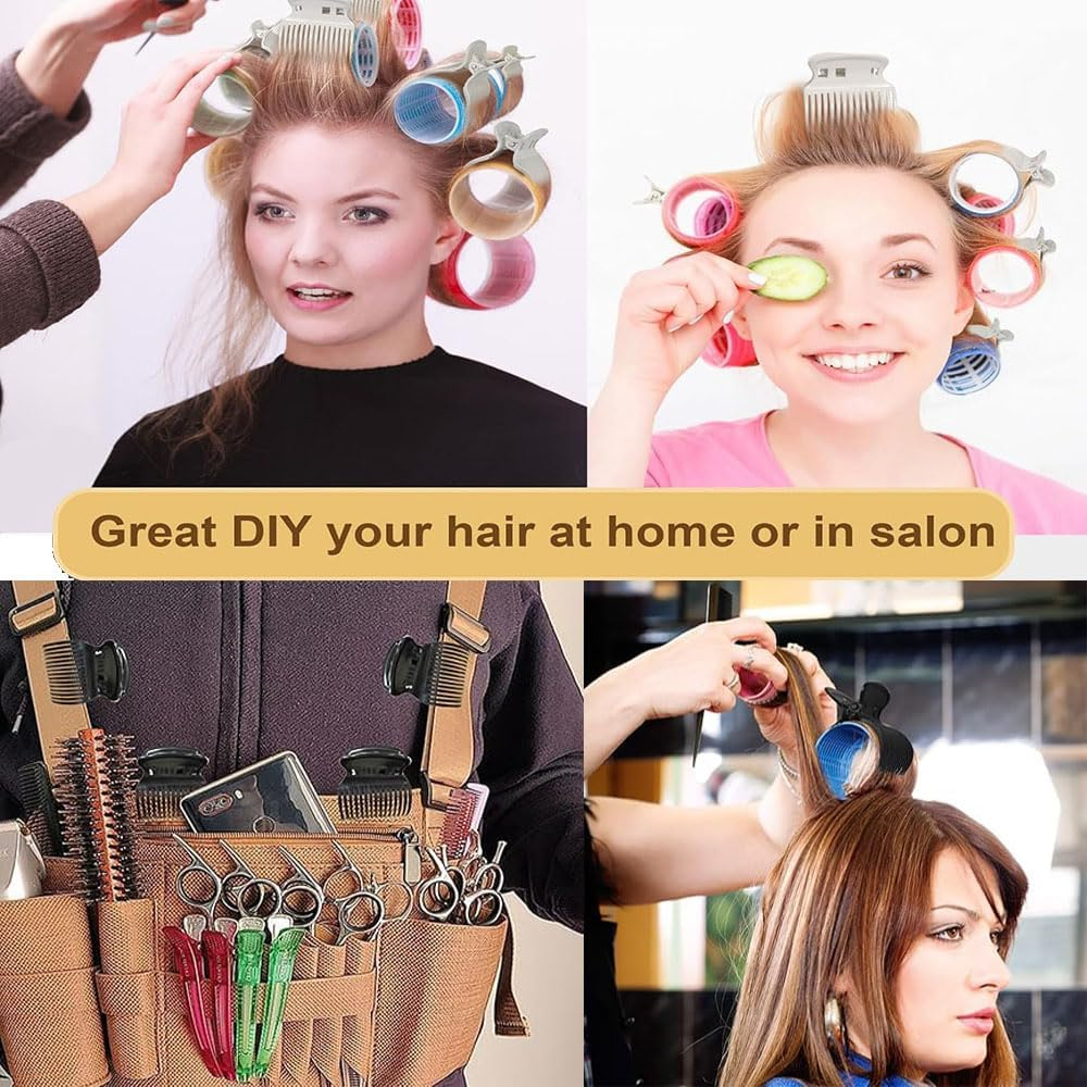 14 Pack Hot Roller Clips for Hair Curler Durable Claw Clip Replacement for Sectioning and Styling, Heat Resistant Hair Accessories for Women and Girls(Black, Universal Fit for Most Curlers)(White, Universal Fit for Most Curlers) - Black image number 4