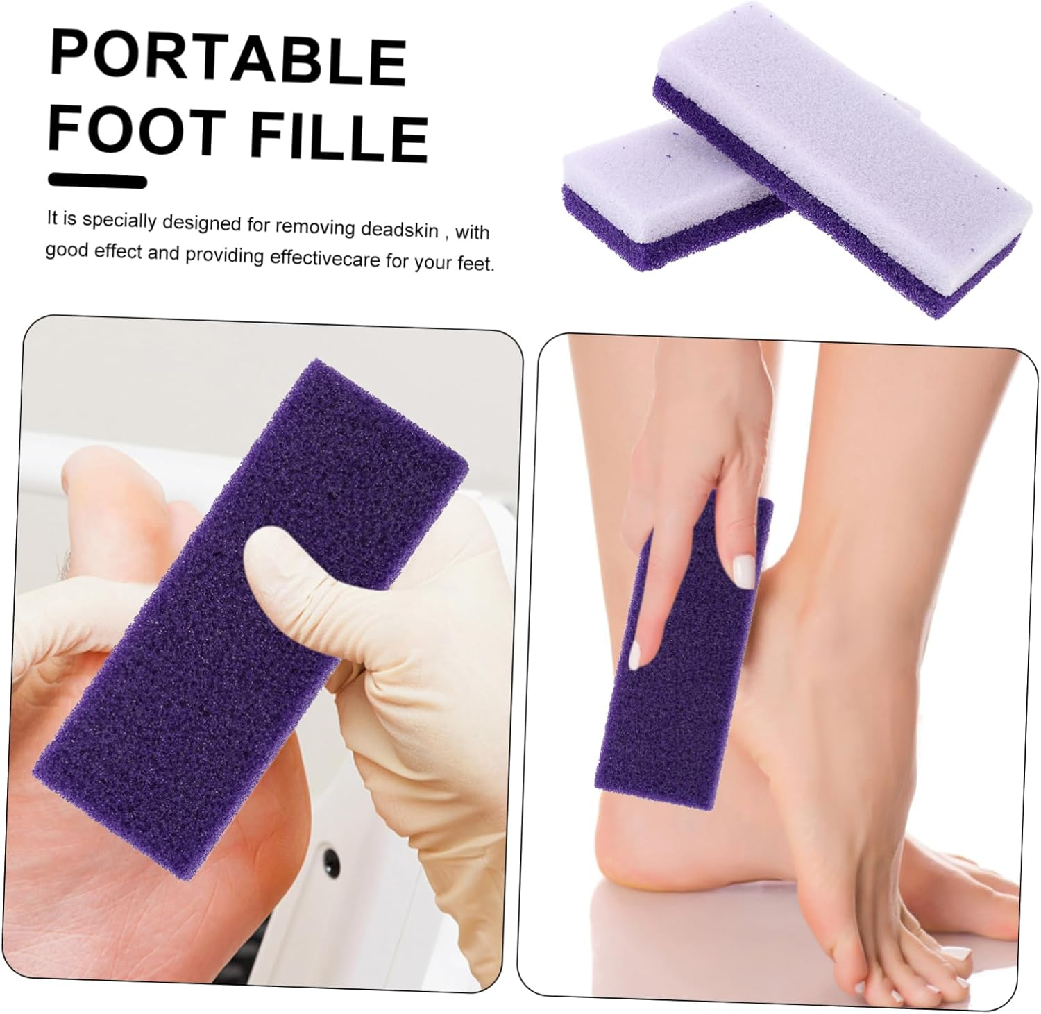 PACKOVE 2Pcs Purple Pumice Stone Foot Care Exfoliator Callus Remover Tool for Smooth Feet Natural Lava Rock Scrubber for Dead Skin Removal Comfortable Grip image number 5