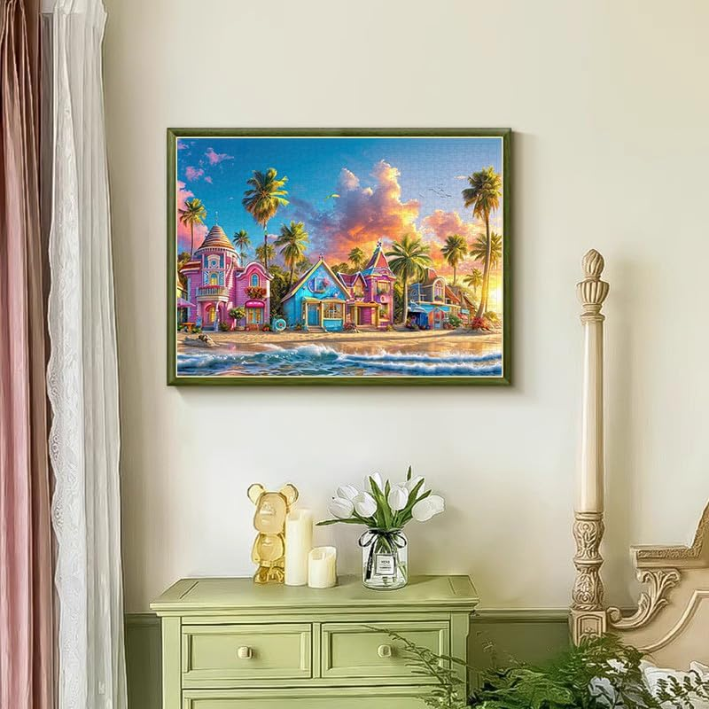 Chalzidar Jigsaw Puzzles for Adults 1000 Pieces, Interlock Perfectly Letter on Back No Dust, Home Decor Birthday Gift Toy for Men Women Elders Seniors, 1:1 Poster - Colorful Harbour