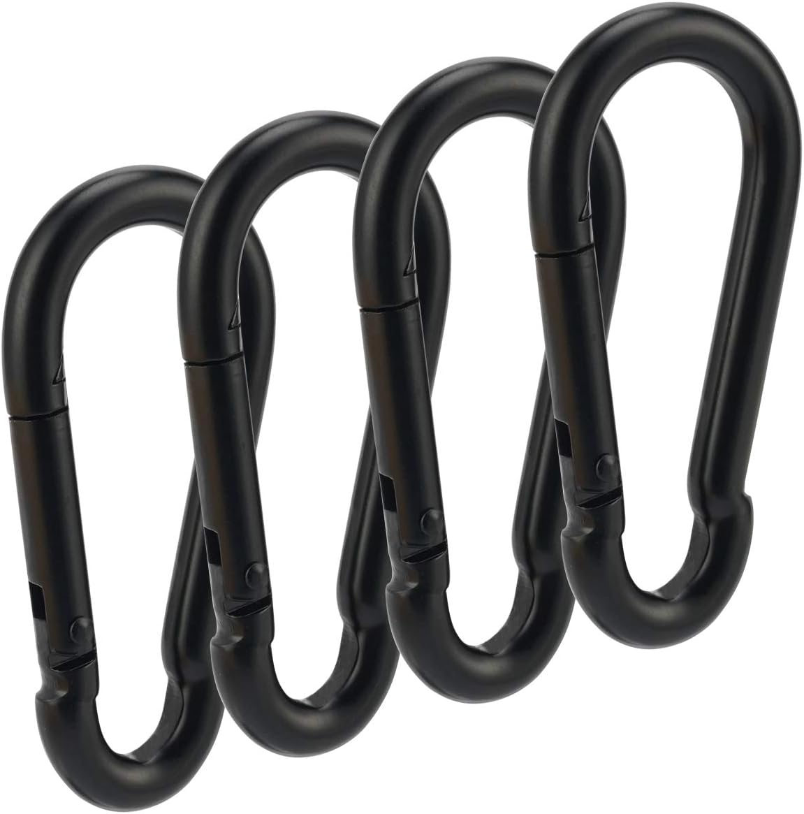 Carabiner 3 Inch Black Spring Snap Hook Steel Clip Link Buckle Heavy Duty 8X80Mm 4Pcs for Outdoor Camping Hiking Hammock Swing image number 3