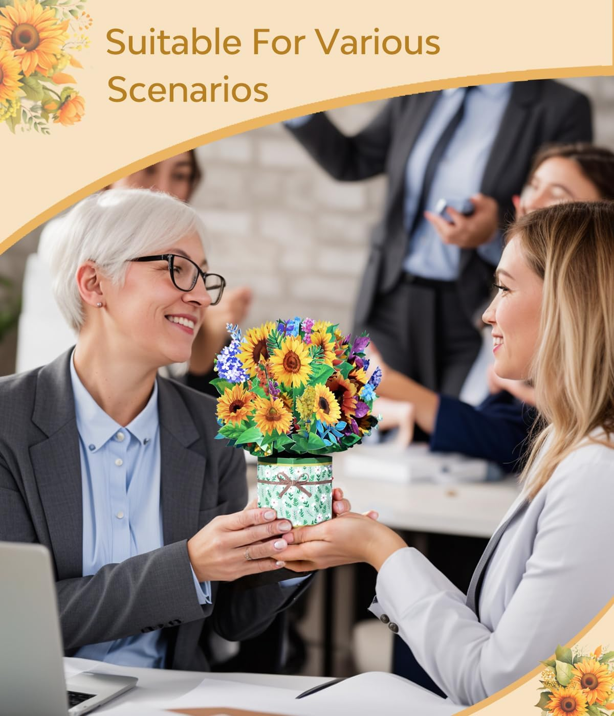 Magic Ants Happy Mothers Day Card, 3D Sunflowers Flower Bouquet Pop up Card, 3D Mothers Day Greeting Cards, Card for Mom Wife, Birthday Card for Women image number 4