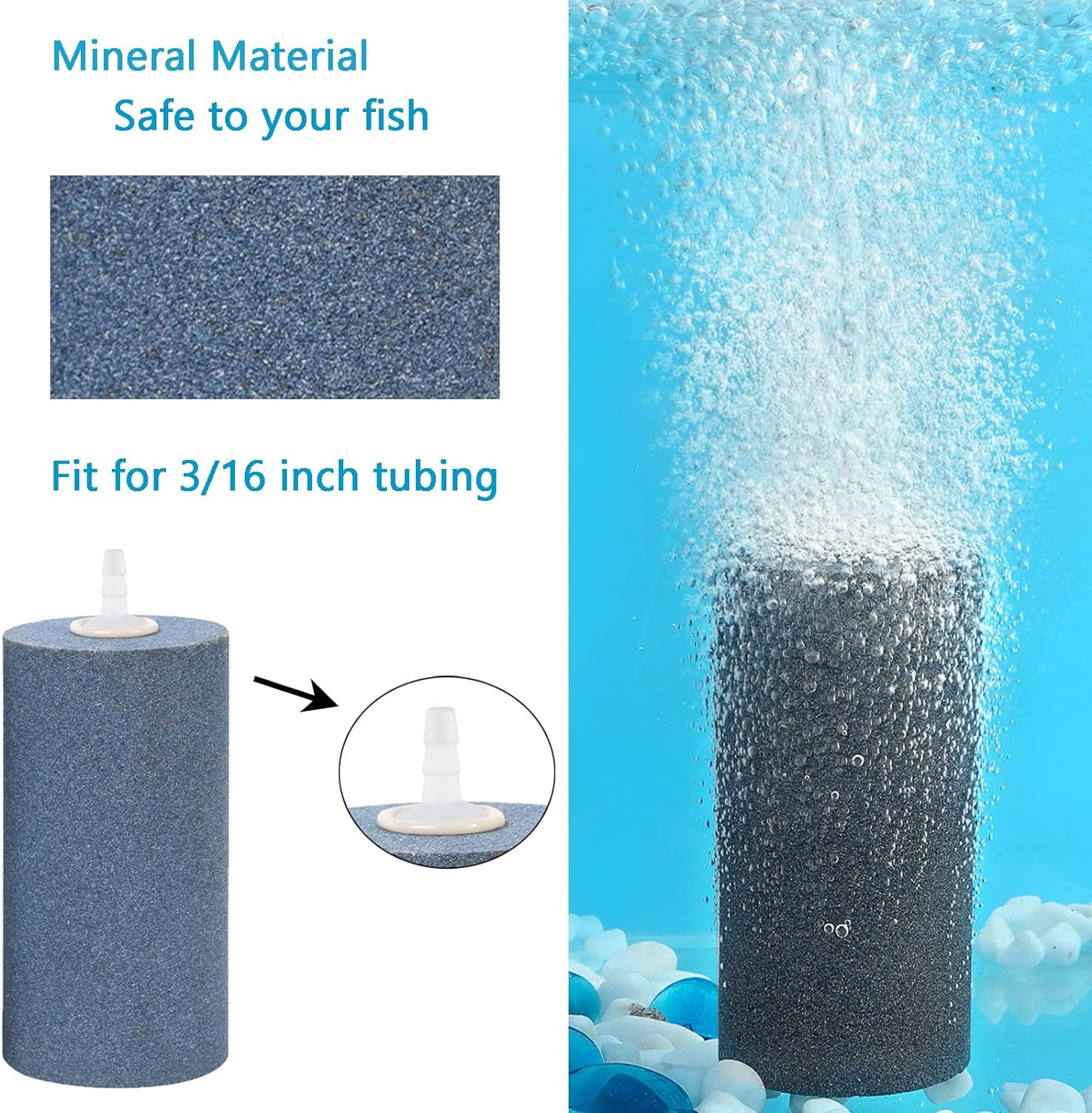 AQUANEAT Air Stone 4"X2" for Aquarium Fish Tank Air Pump Aerator Diffuser Hydroponics Cylinder (2Pcs, 4") image number 4