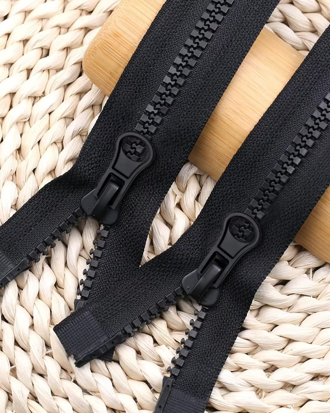 Wavebeexs 28 Inch Jacket Zipper, #5 Zipper for Jacket (3 Piece), Black Plastic Coat Zippers Replacement, Separating Zipper for Coat, down Jacket, Sweatshirt, Clothes, Parka, and More image number 5