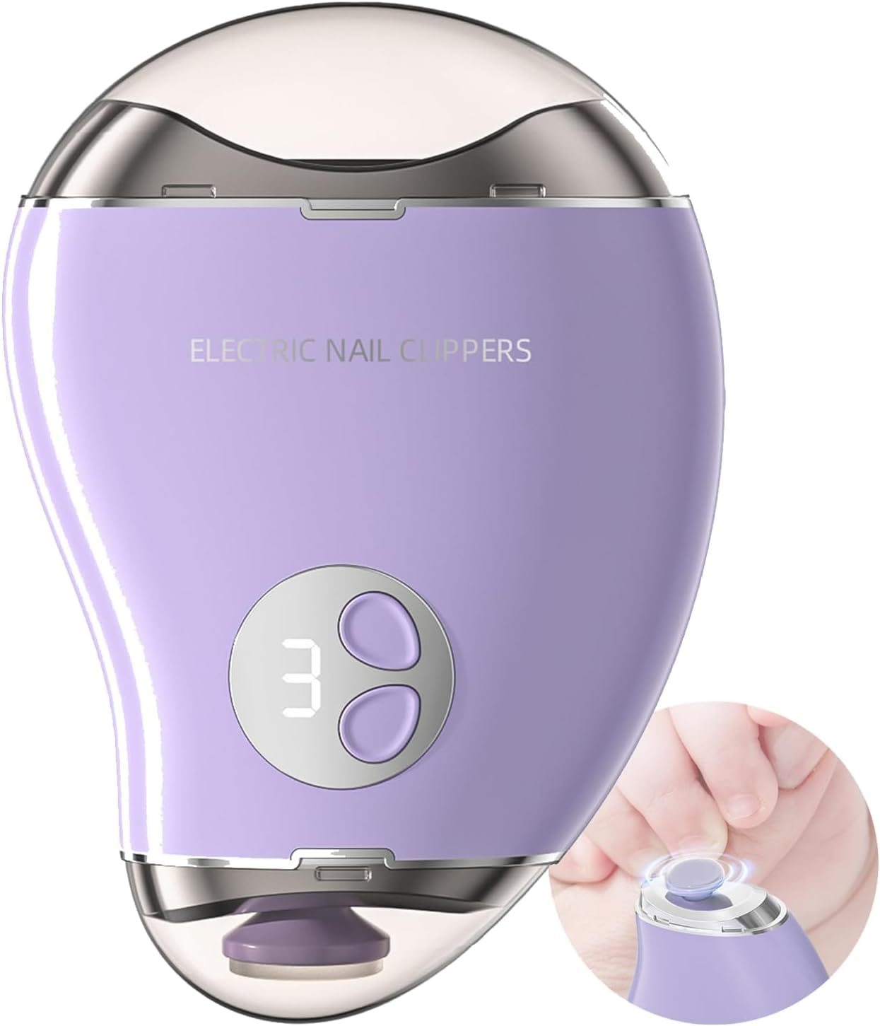 Electric Nail File for Thick Nails: Rechargeable Toe Nail Cutter with 3-Speed, LED Light & Safety Guard, Gentle for Seniors and Children (Black)