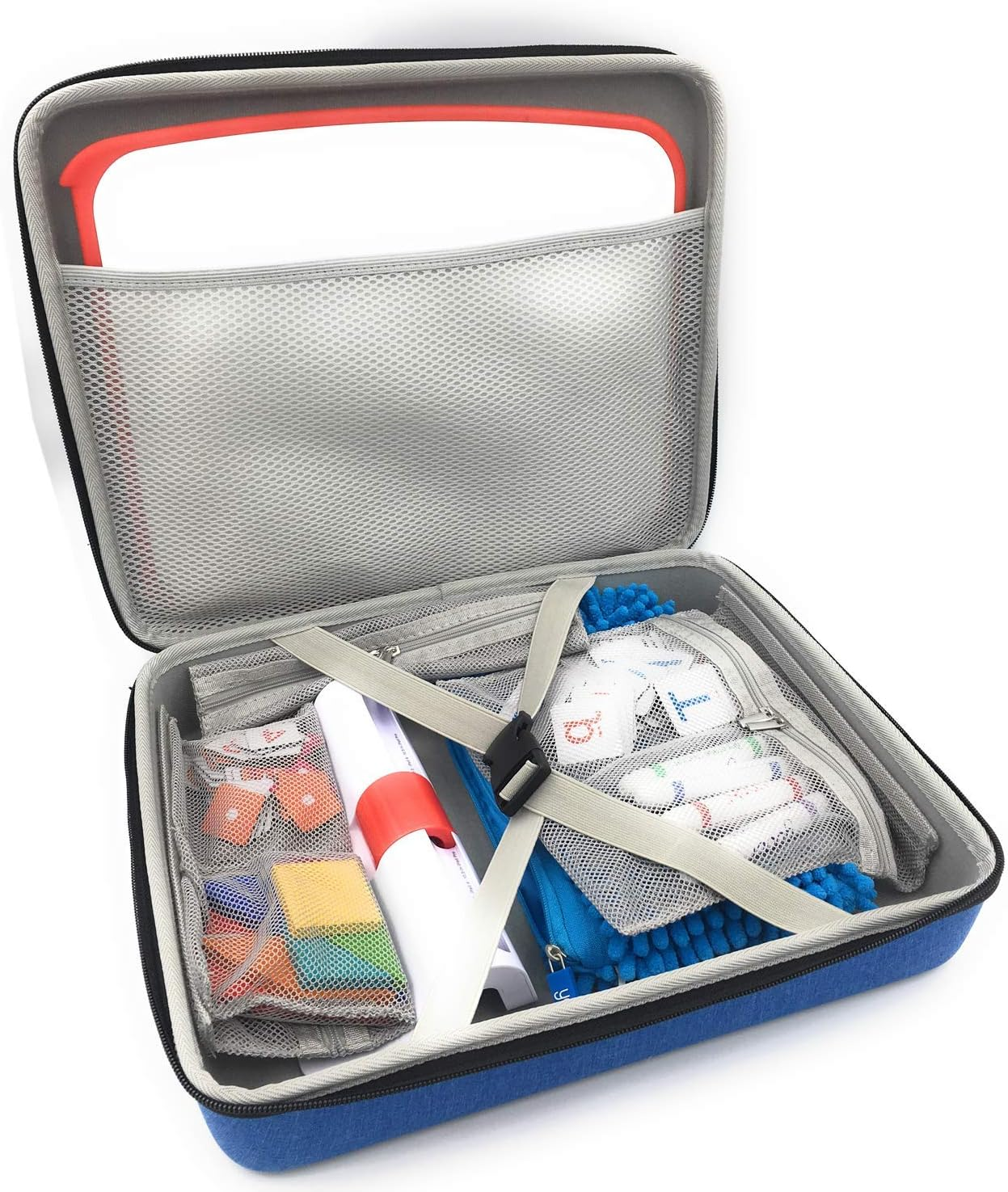 Xcivi Storage Organizer All-In-One Case for Osmo Genius Starter Kit Creative Set, Fits for Base/Starter/Numbers/Words/Tangram/Coding Awbie Game/Monster Pad/Drawing Kit (Blue) image number 4