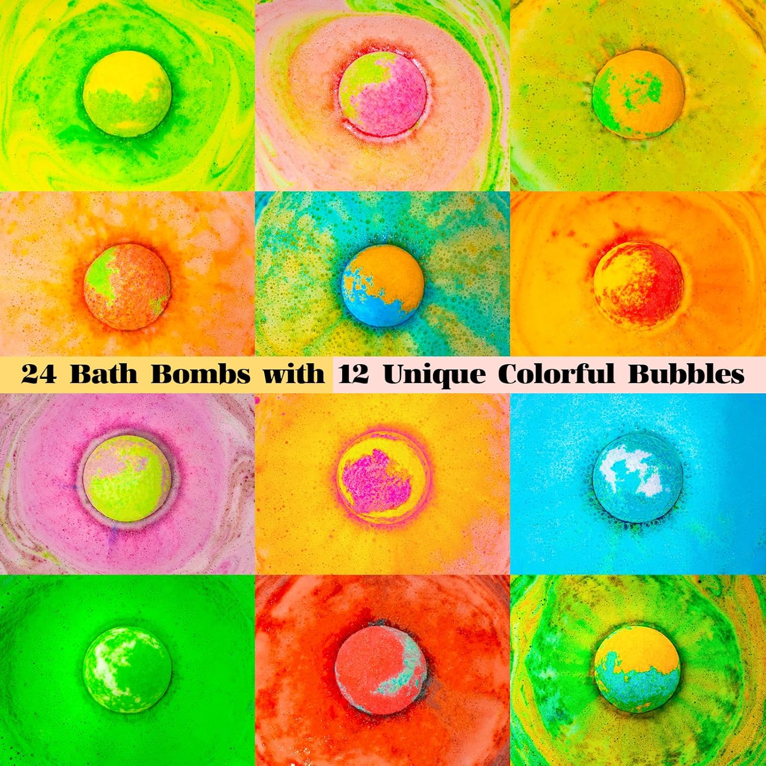 Bath Bombs Gift Set, 24 Pack Bubble Bombs with 12 Unique Scents, Floral Euphoria & Fruitful Bliss Collections, Skin-Soothing & Mood-Enhancing, Birthday Gifts for Women, Wife, Summer Relaxation image number 2