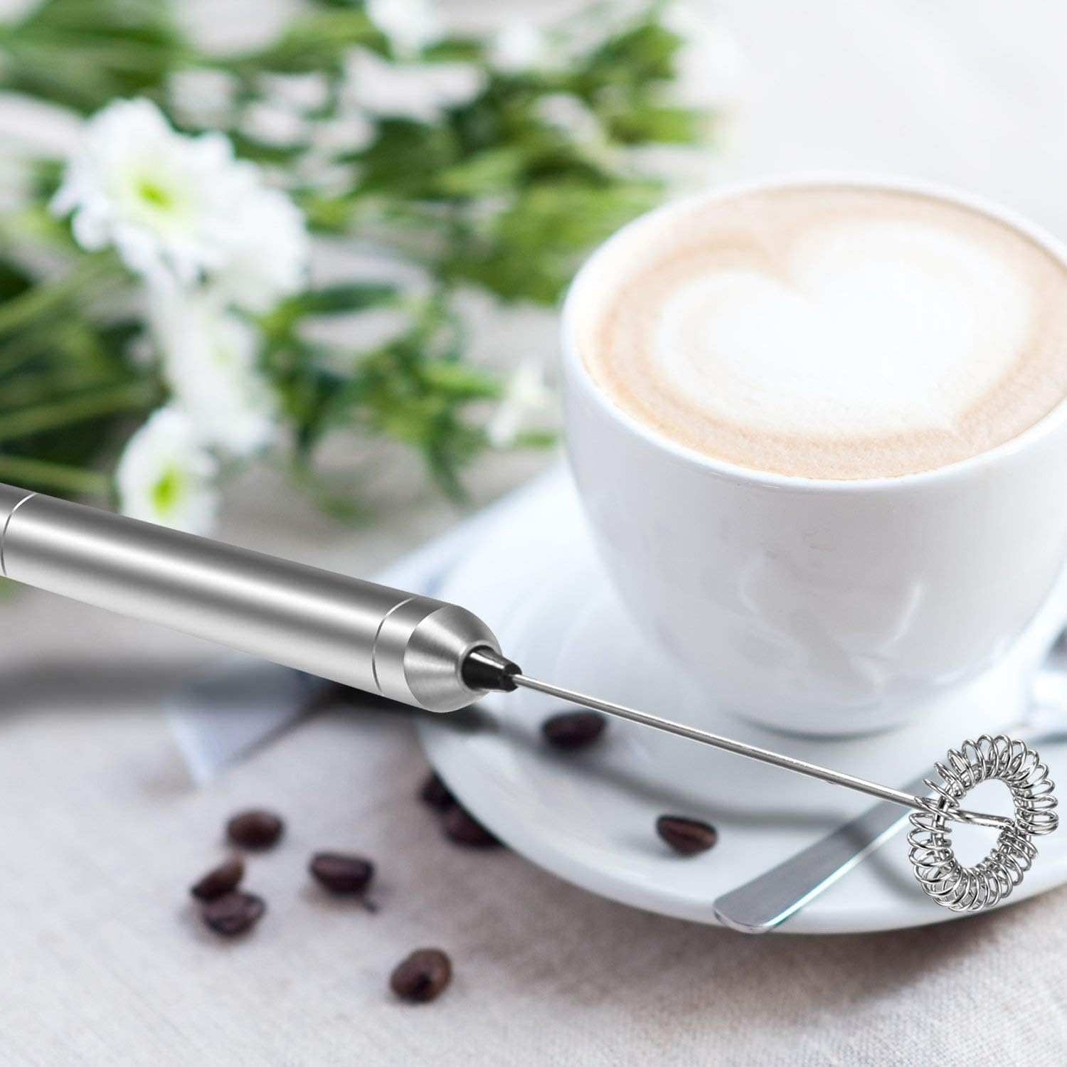 Aphse Electric Milk Frother Stainless Steel Touch Handheld Espresso Mixer Battery Operated Frother and Coffee Stirrer for Hot Chocolate Latte Coffee Milk Foamer image number 1